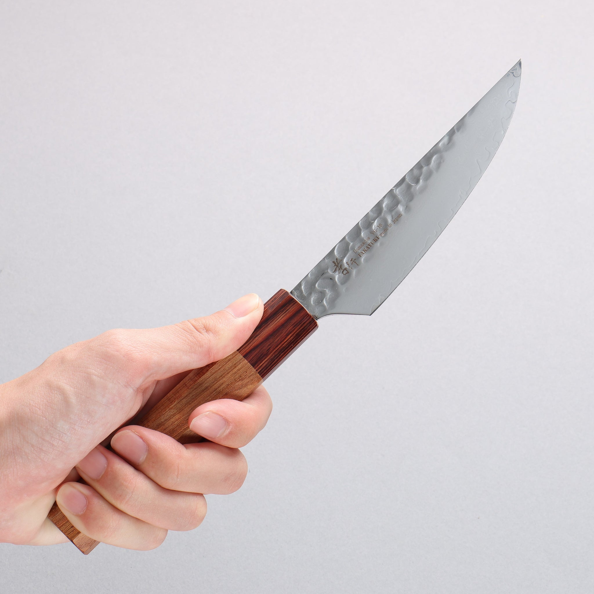 堺 孝行 V金10号 33層ダマスカス ステーキナイフ 120mm ケヤキ柄 - 清助刃物