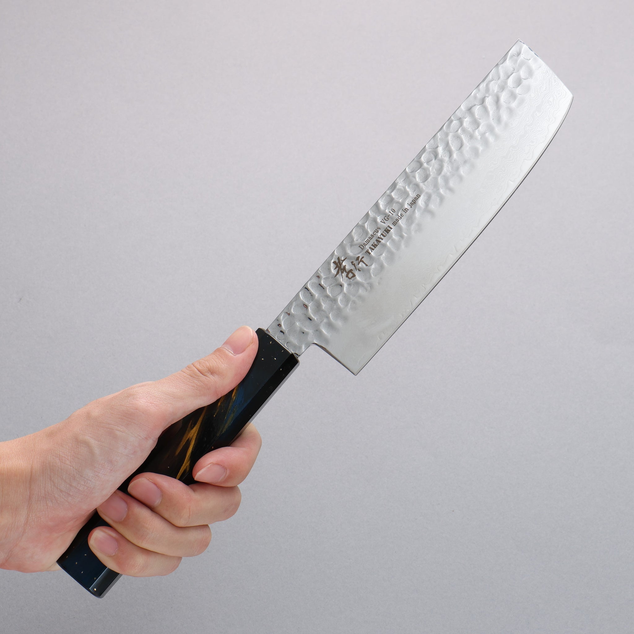 堺 孝行 V金10号 33層ダマスカス 菜切包丁 160mm 樫の木漆塗り(彩宇)柄 - 清助刃物