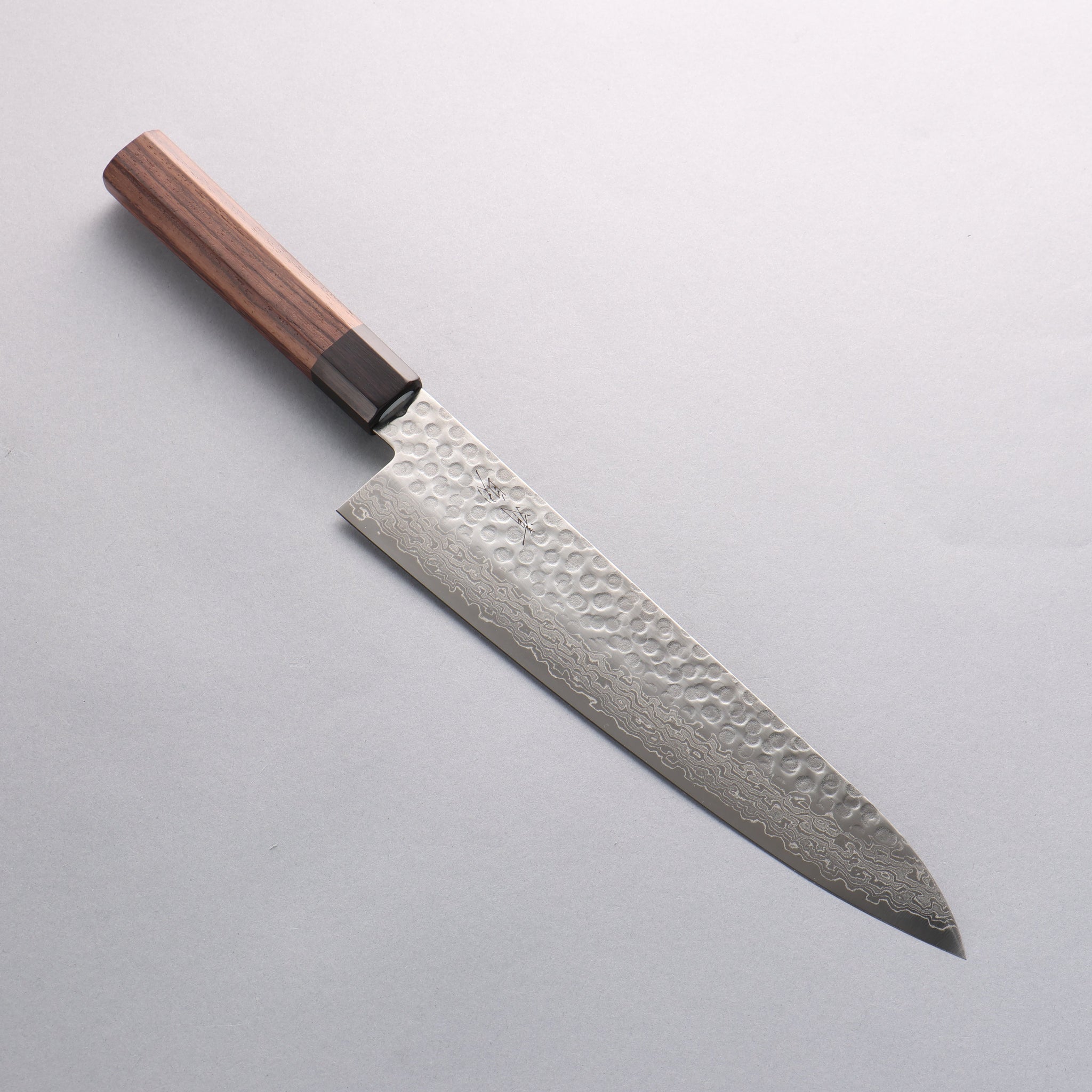 清助 AUS10 45層ダマスカス 牛刀包丁 240mm 紫檀柄 - 清助刃物