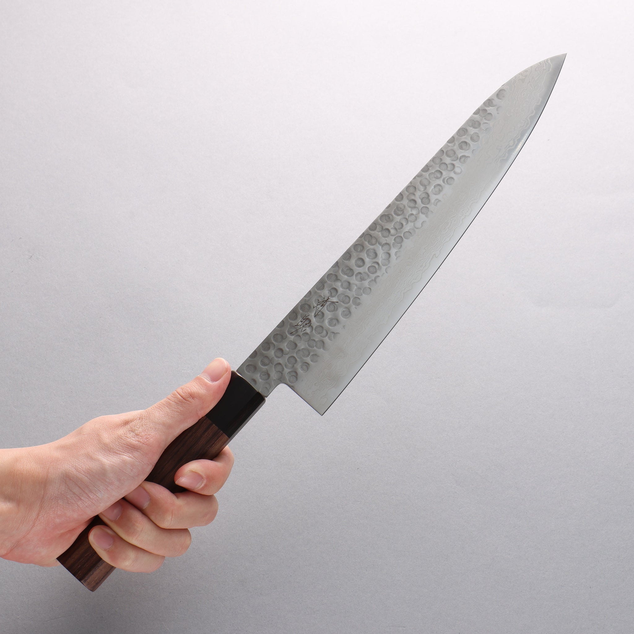 清助 AUS10 45層ダマスカス 牛刀包丁 240mm 紫檀柄 - 清助刃物