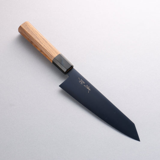 清助 SK-85鋼 イオンプレーティング 切付三徳包丁 180mm チーク (口輪：黒プラスチック)柄 - 清助刃物