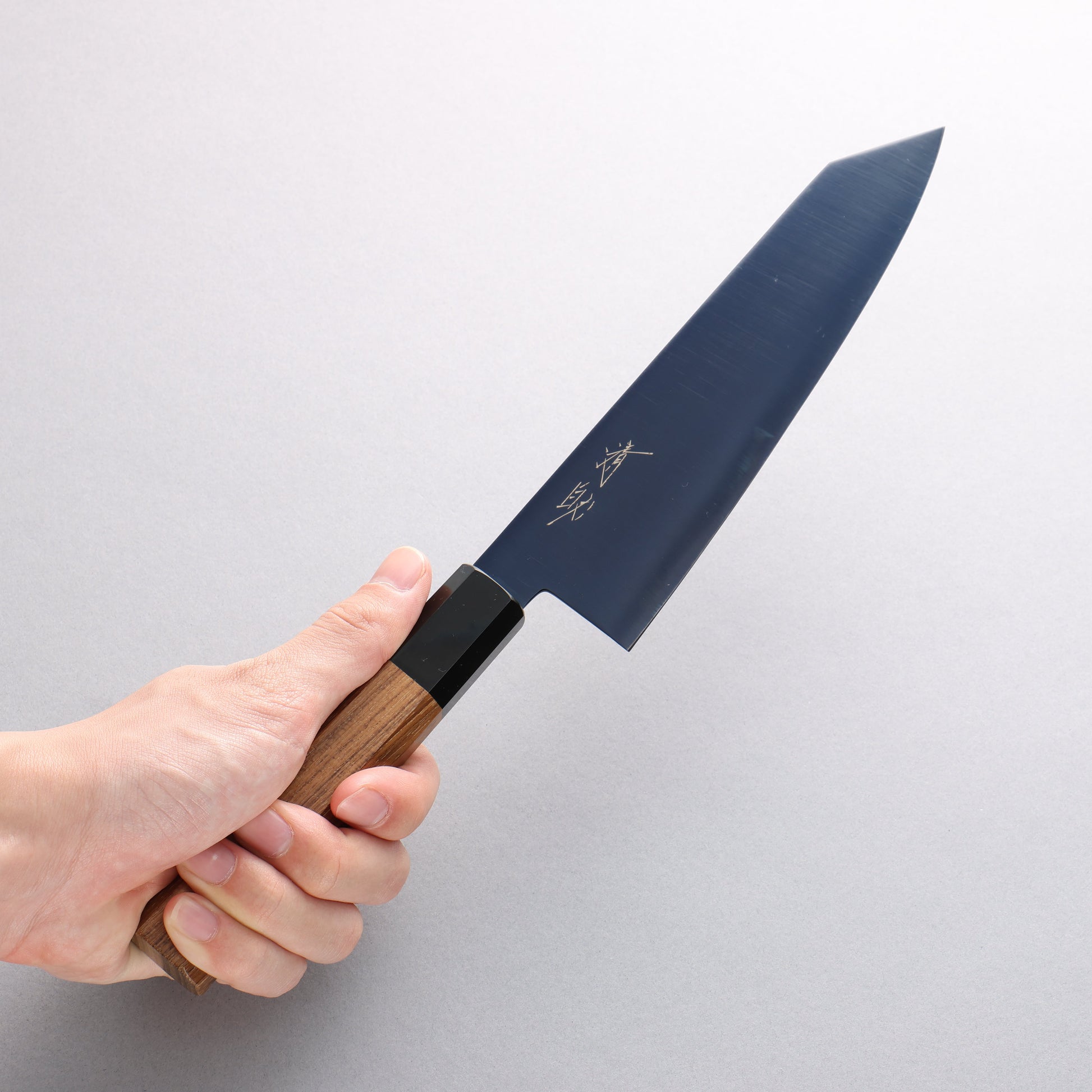 清助 SK-85鋼 イオンプレーティング 切付三徳包丁 180mm チーク (口輪：黒プラスチック)柄 - 清助刃物