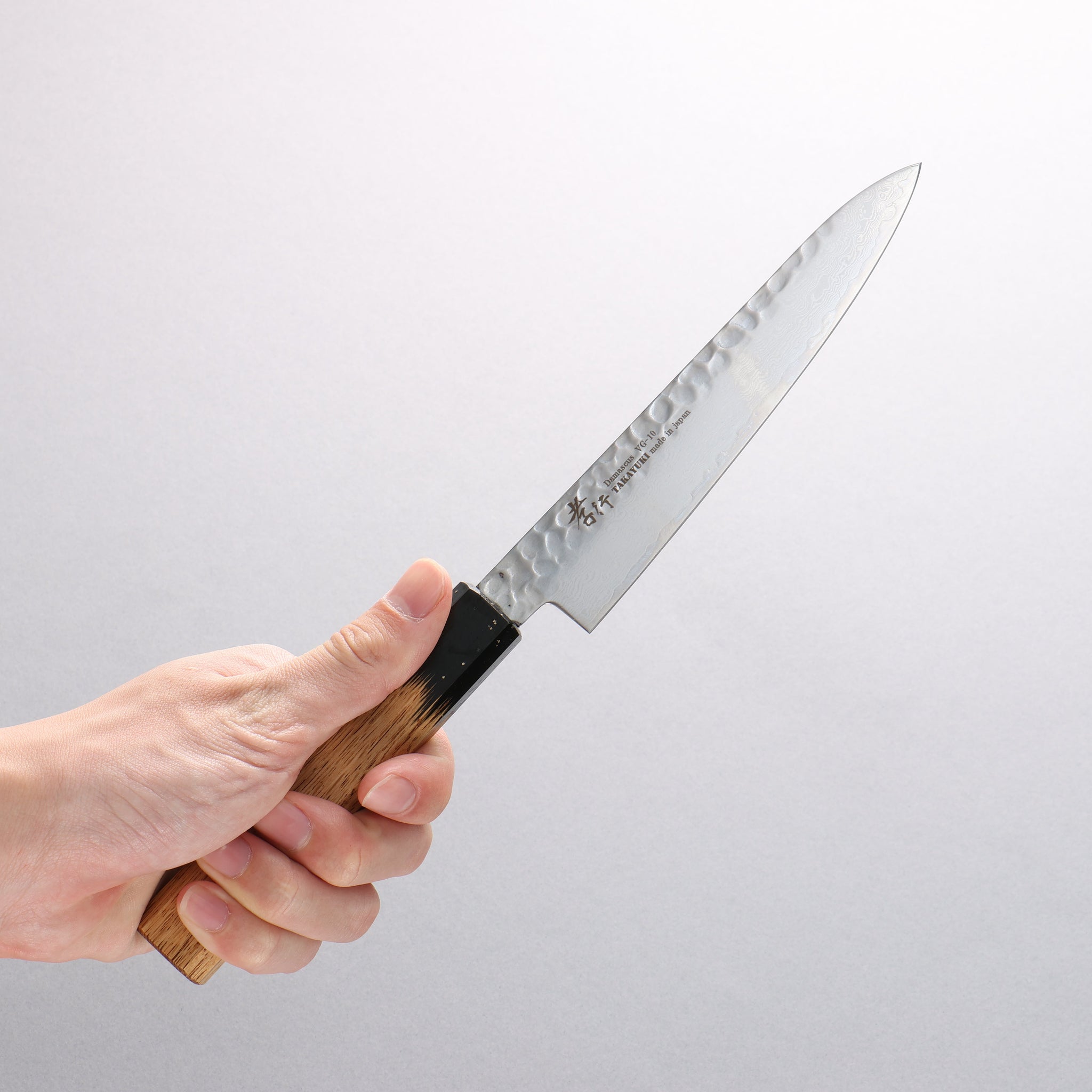 堺 孝行 V金10号 33層ダマスカス ペティーナイフ 150mm 樫の木漆塗り(黒伸)柄 - 清助刃物