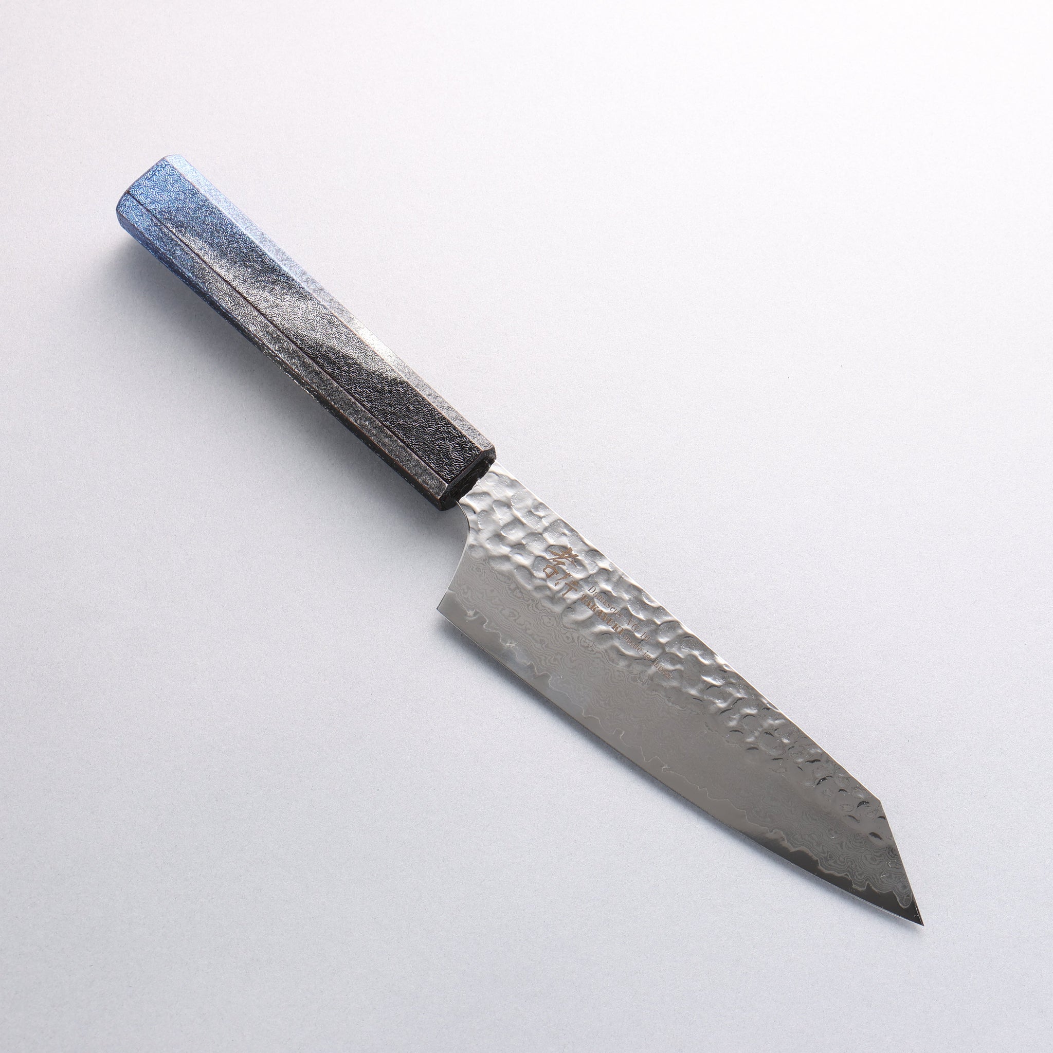 堺 孝行 琳凰 VG10 33層 ダマスカス 剣型三徳包丁 和包丁 160mm 青漆塗り柄 - 清助刃物