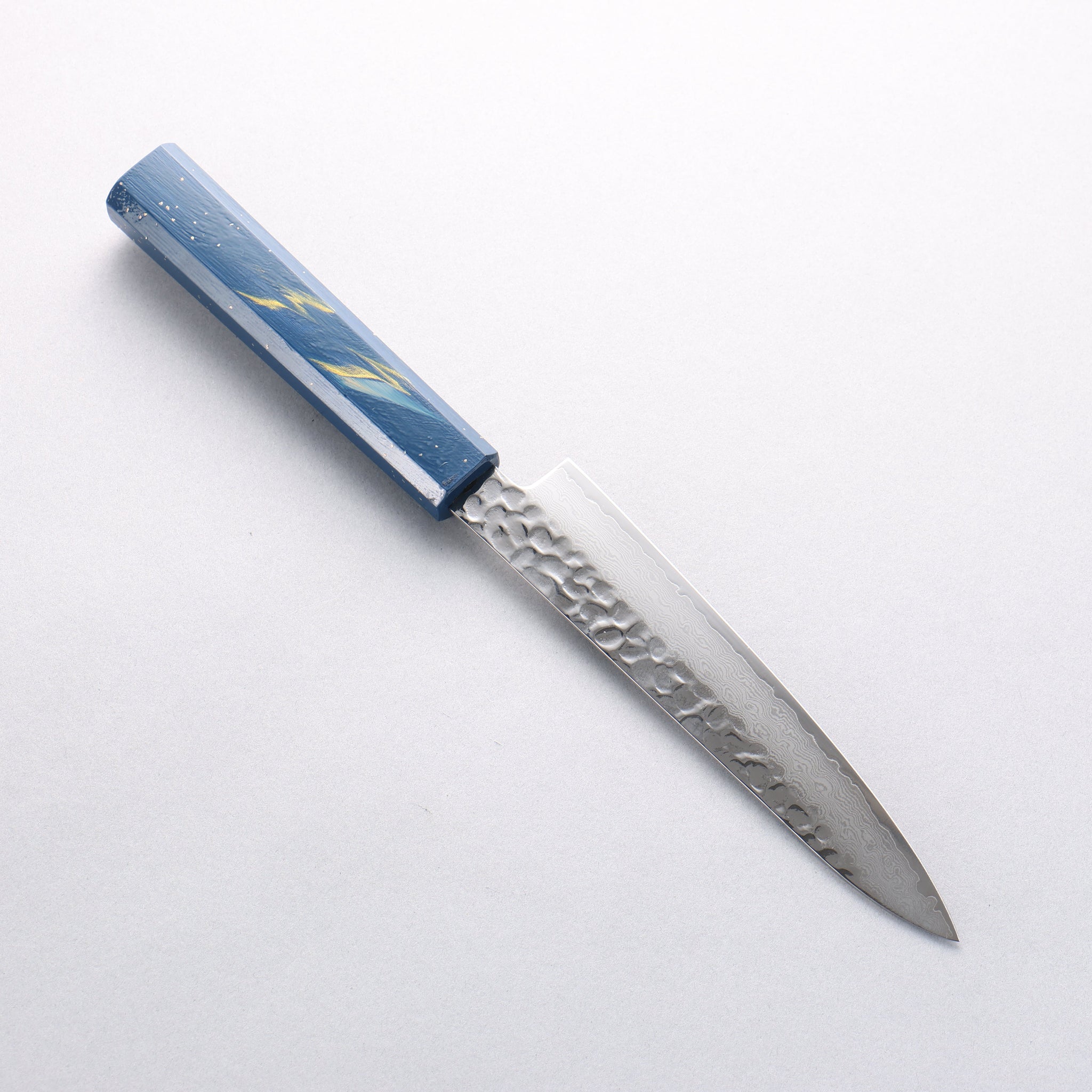 堺 孝行 V金10号 33層ダマスカス ペティーナイフ 150mm 樫の木漆塗り(彩石)柄 - 清助刃物