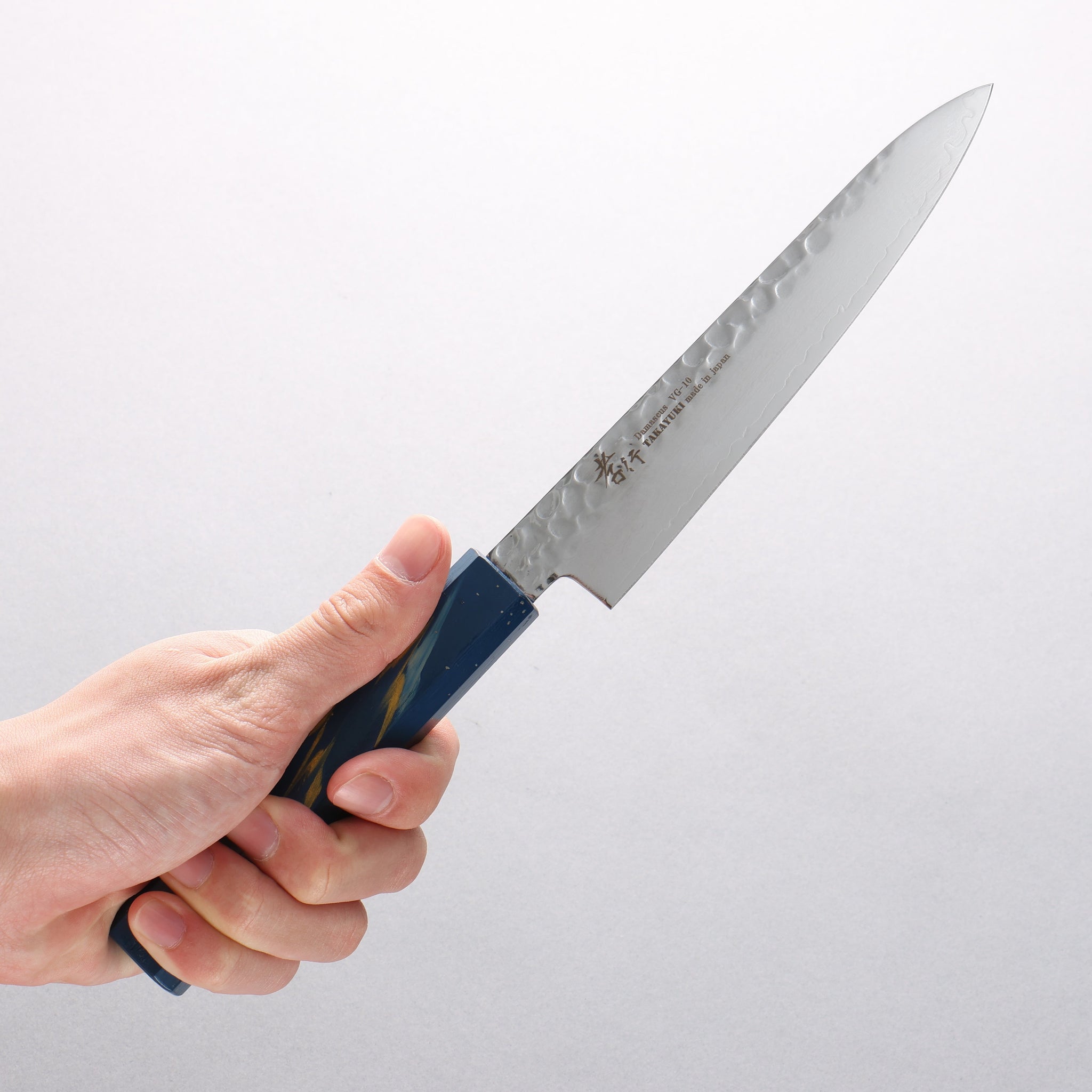 堺 孝行 V金10号 33層ダマスカス ペティーナイフ 150mm 樫の木漆塗り(彩石)柄 - 清助刃物