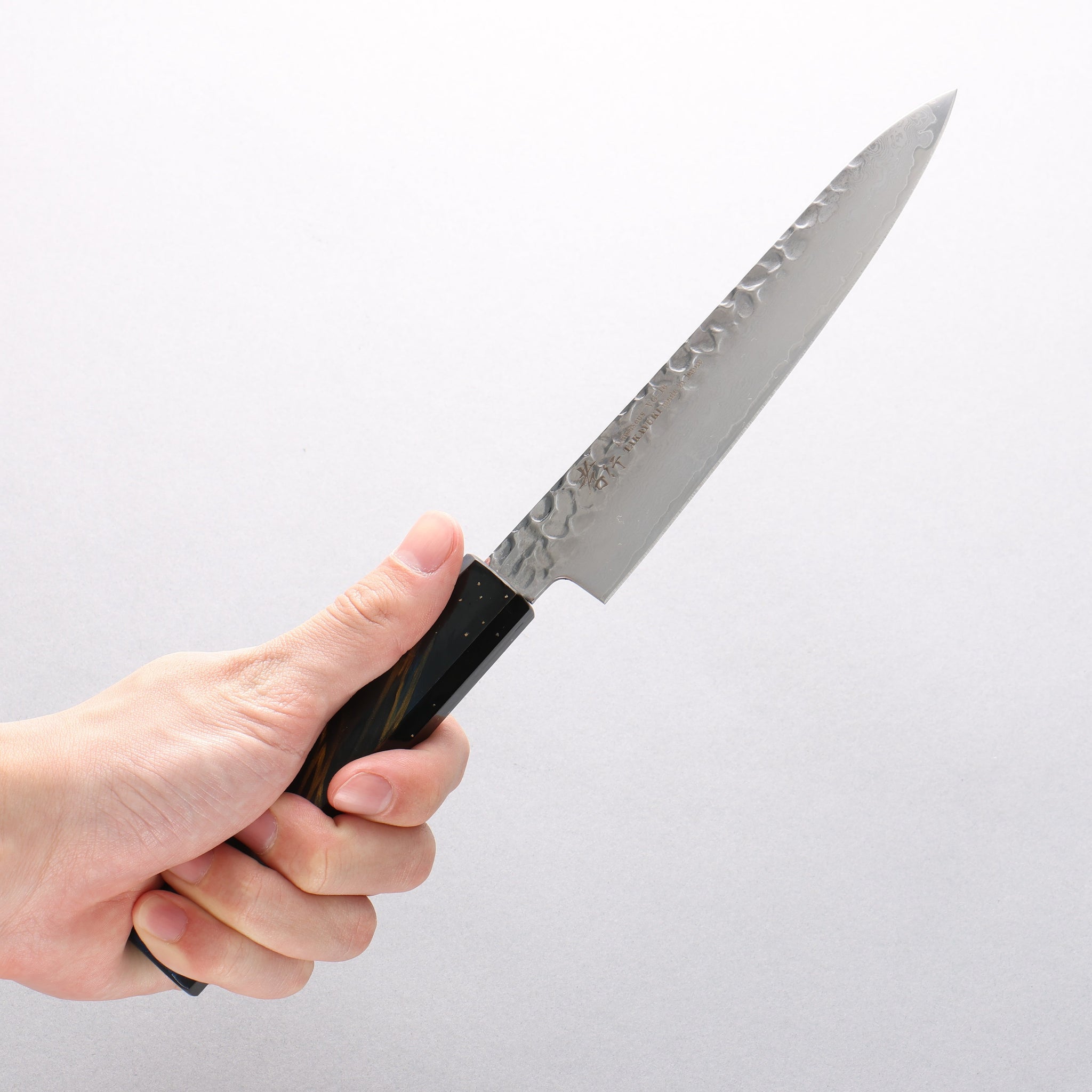 堺 孝行 V金10号 33層ダマスカス ペティーナイフ 150mm 樫の木漆塗り(彩宇)柄 - 清助刃物