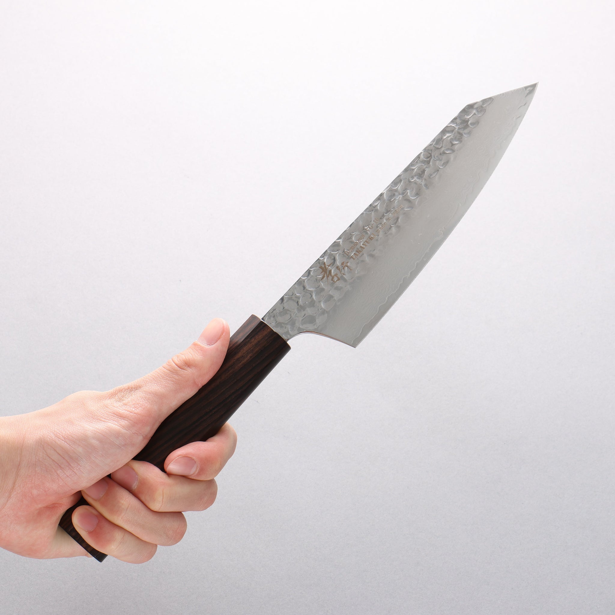 堺 孝行 V金10号 33層ダマスカス 切付三徳包丁 160mm 黒檀 (6角ティアドロップ)柄 - 清助刃物