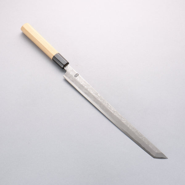 菊月 青一鋼 ダマスカス 先丸蛸引包丁 300mm 朴柄 – 清助刃物 Japan