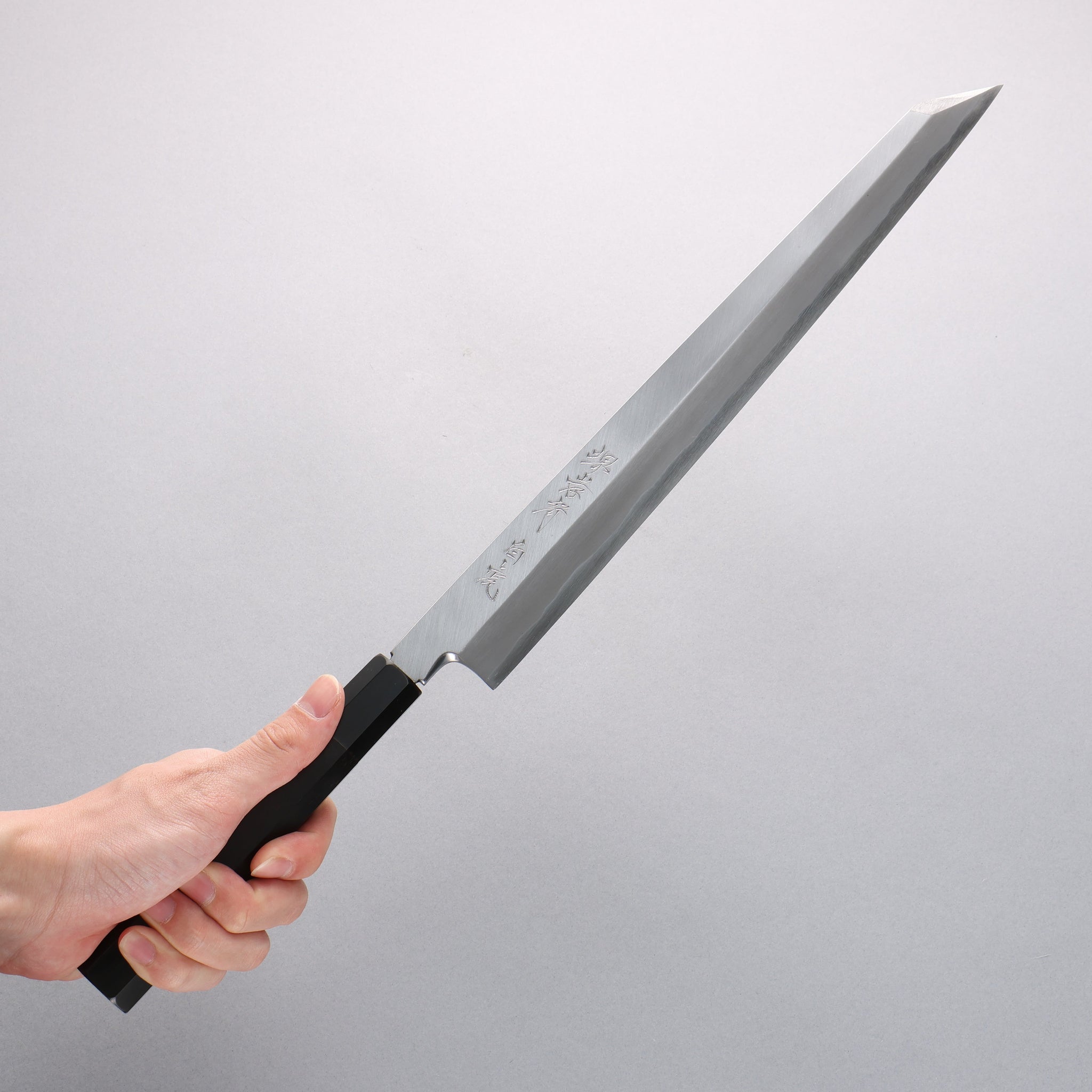 堺 孝行 白虎 白一鋼 切付柳刃包丁 330mm 黒檀柄 鞘付き - 清助刃物