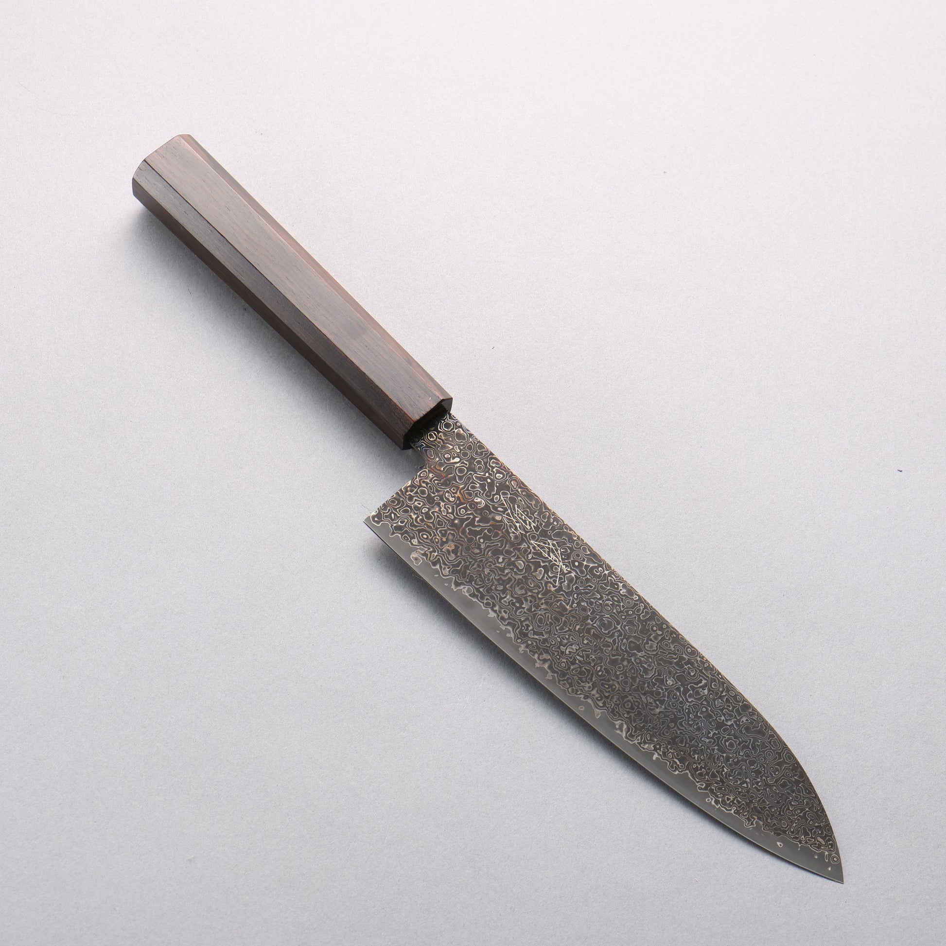 清助 SG2 黒ダマスカス 磨き仕上げ 三徳包丁 180mm 黒檀柄 - 清助刃物