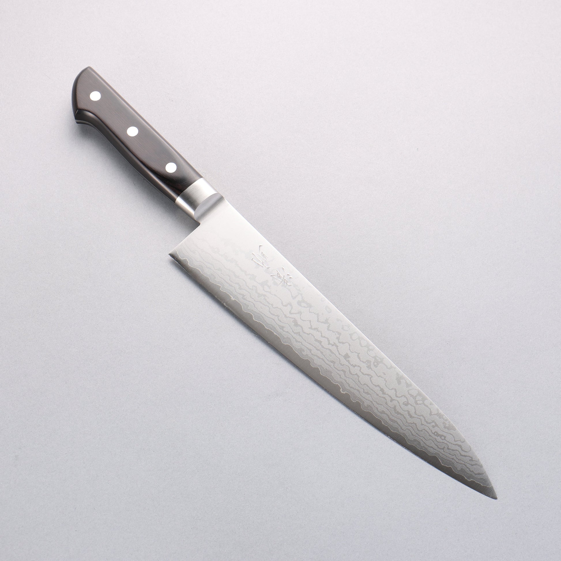 清助 V金10号 ダマスカス 牛刀包丁 240mm 黒合板柄 - 清助刃物