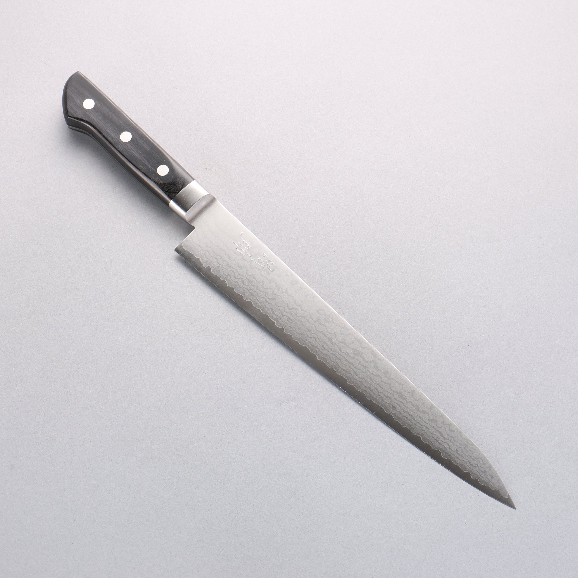 清助 V金10号 ダマスカス 筋引包丁 240mm 黒合板柄 - 清助刃物