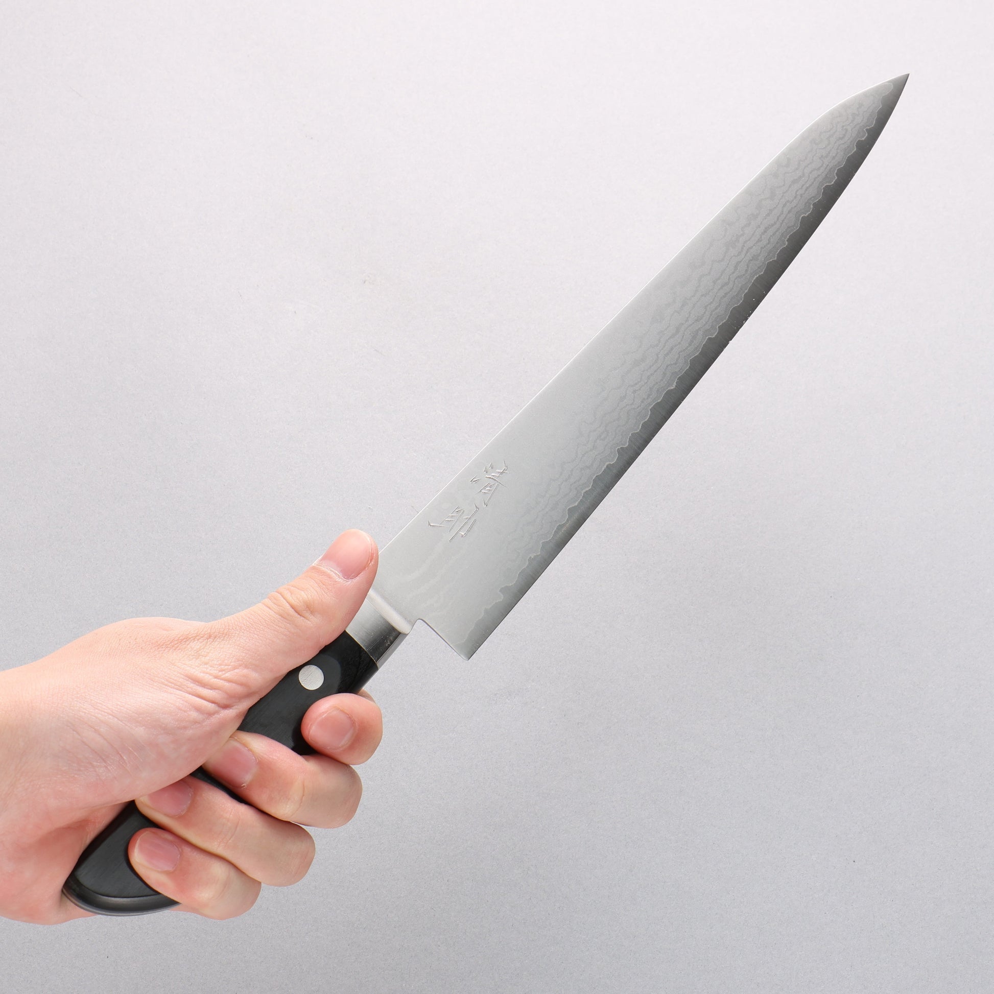 清助 V金10号 ダマスカス 筋引包丁 240mm 黒合板柄 - 清助刃物