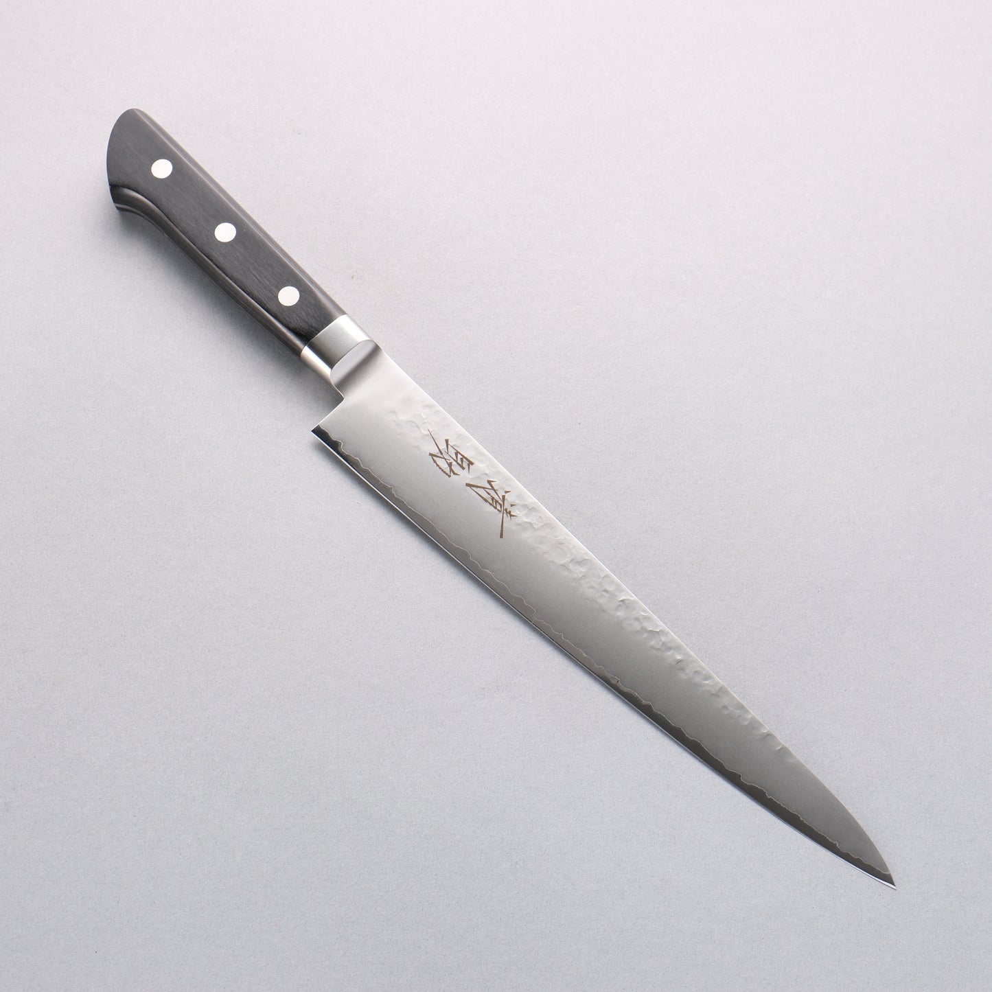 清助 V金5号 鎚目 霞研 筋引包丁 240mm 黒合板柄 - 清助刃物
