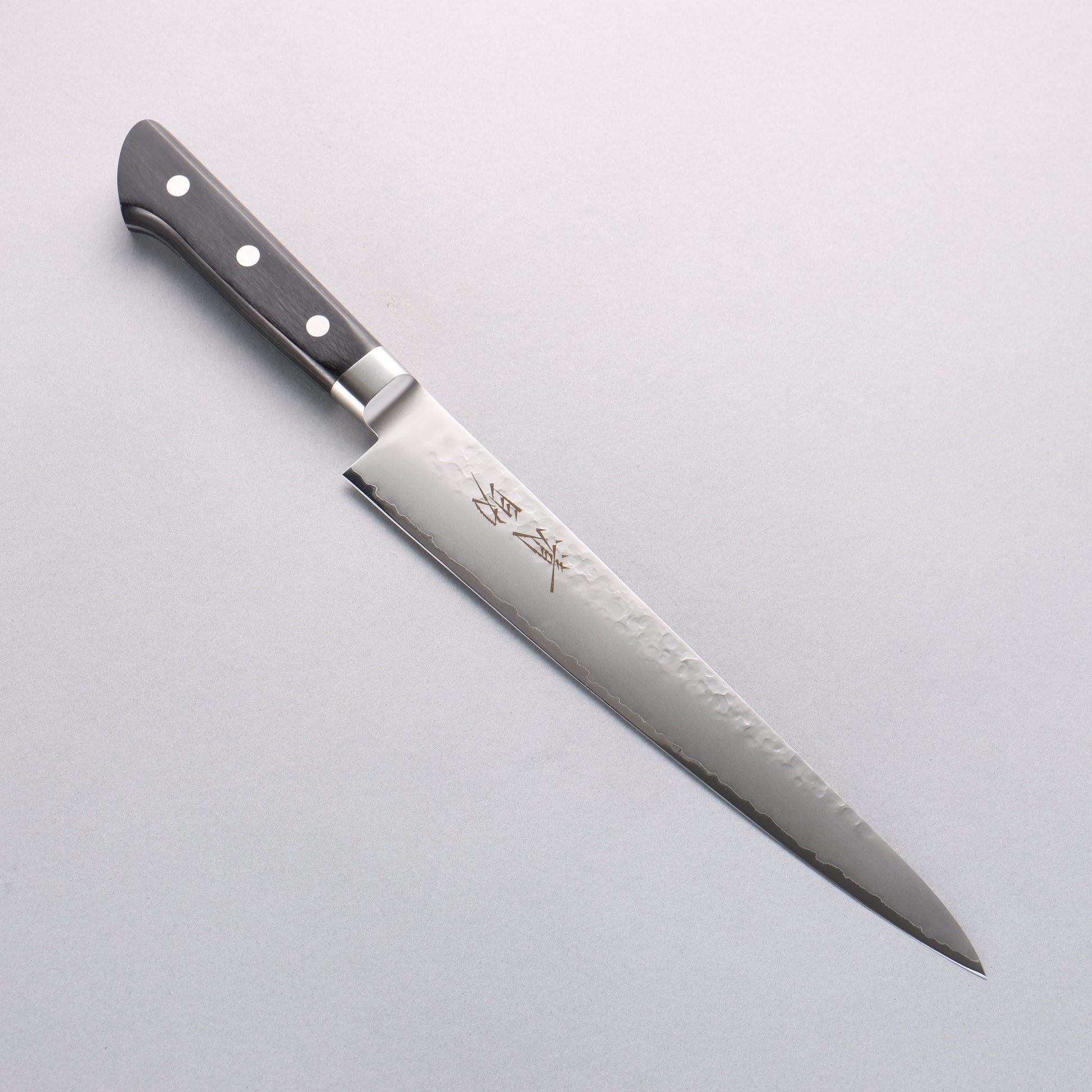 清助 V金5号 鎚目 霞研 筋引包丁 240mm 黒合板柄 - 清助刃物