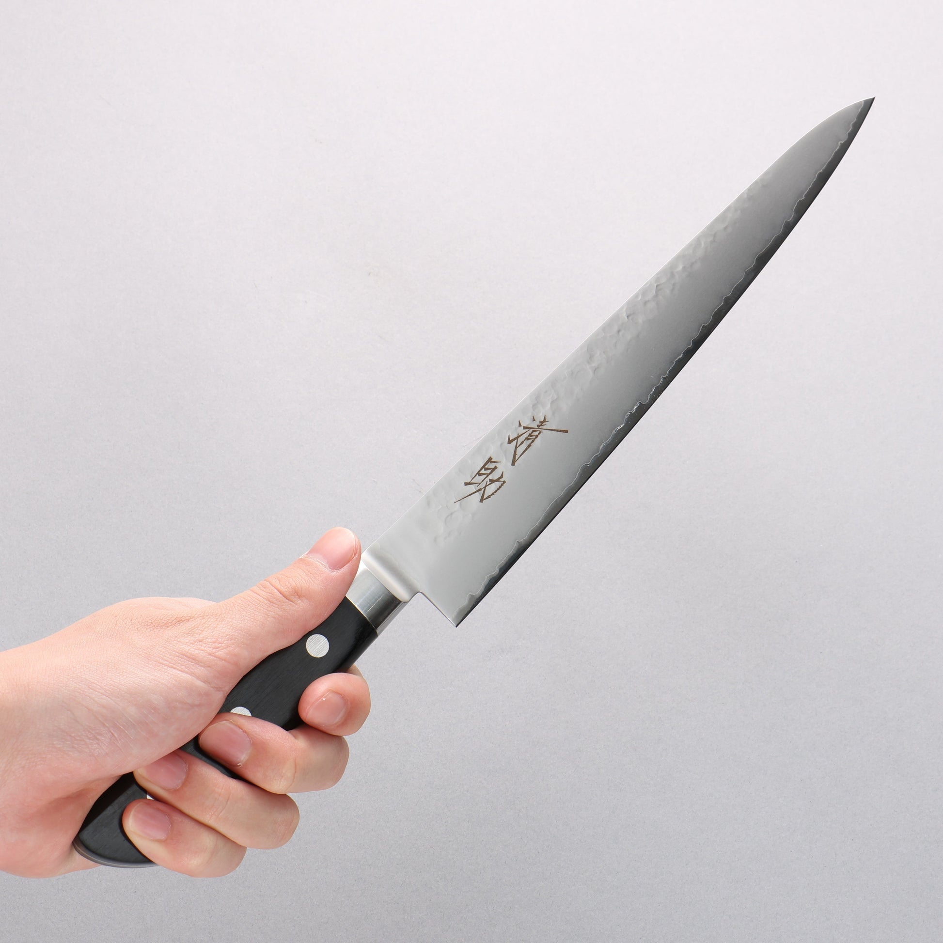 清助 V金5号 鎚目 霞研 筋引包丁 240mm 黒合板柄 - 清助刃物