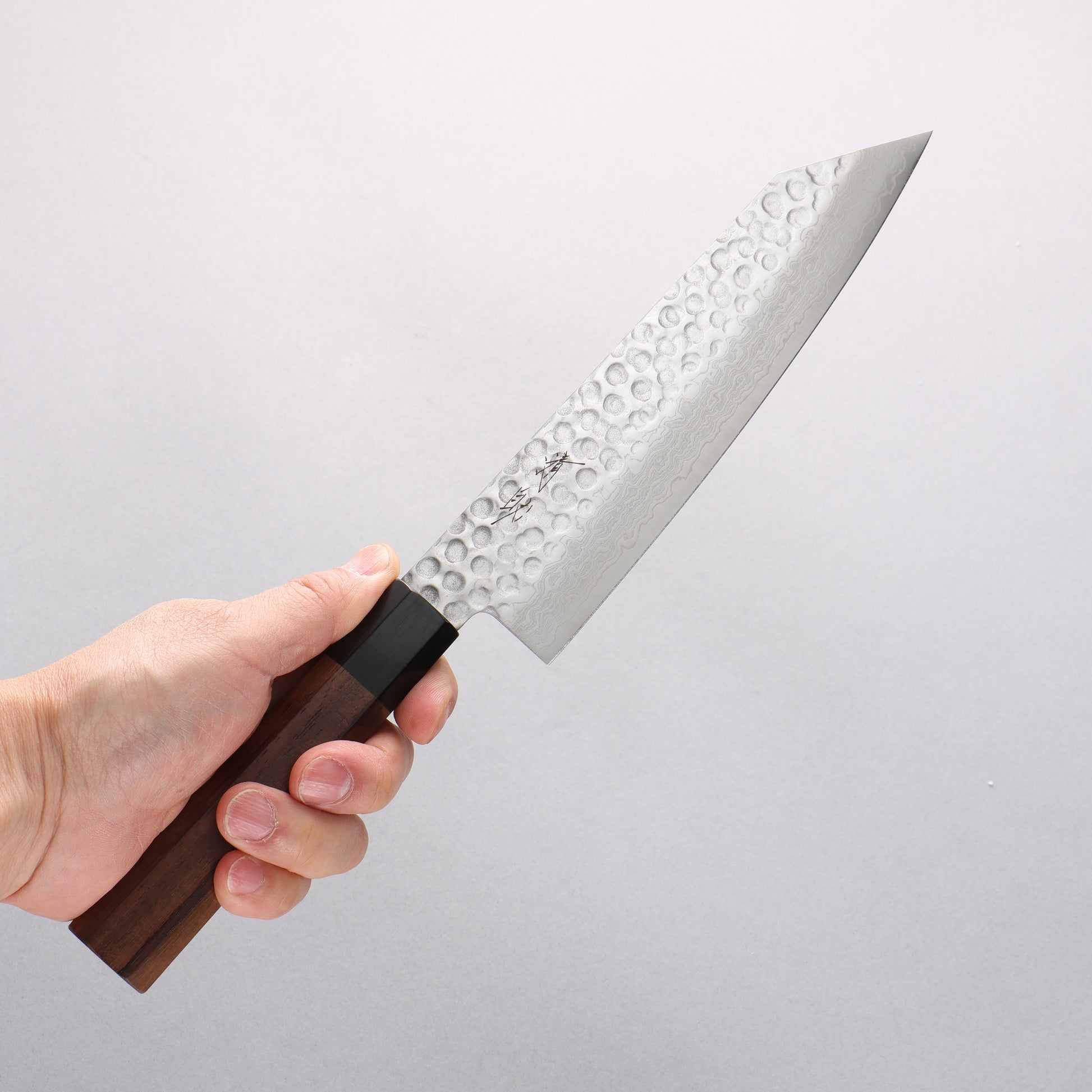 清助 AUS10 45層ダマスカス 切付三徳包丁 180mm 紫檀柄 - 清助刃物