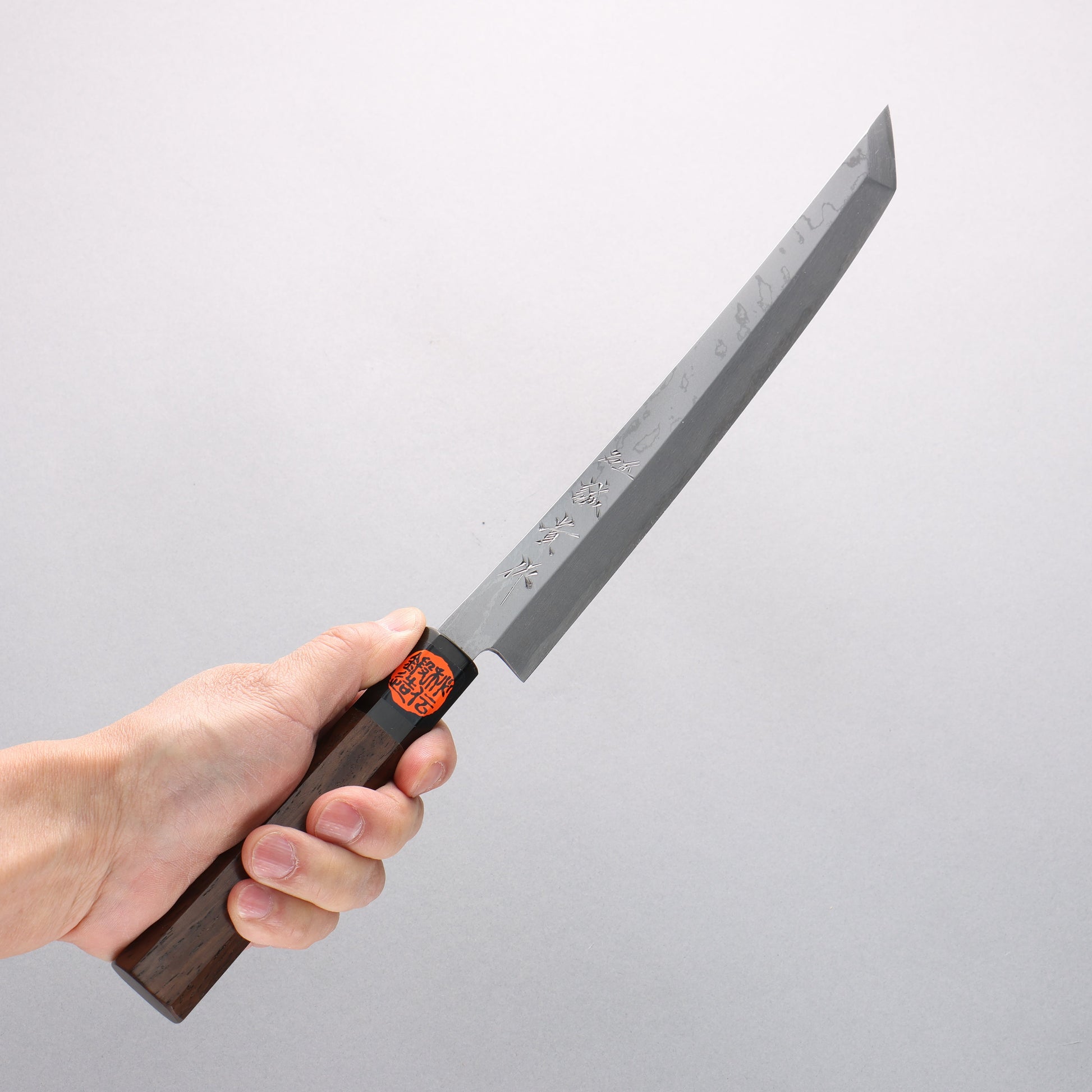 田中 誠貴 青ニ鋼 ダマスカス 先丸蛸引包丁 240mm ウォルナット柄 - 清助刃物