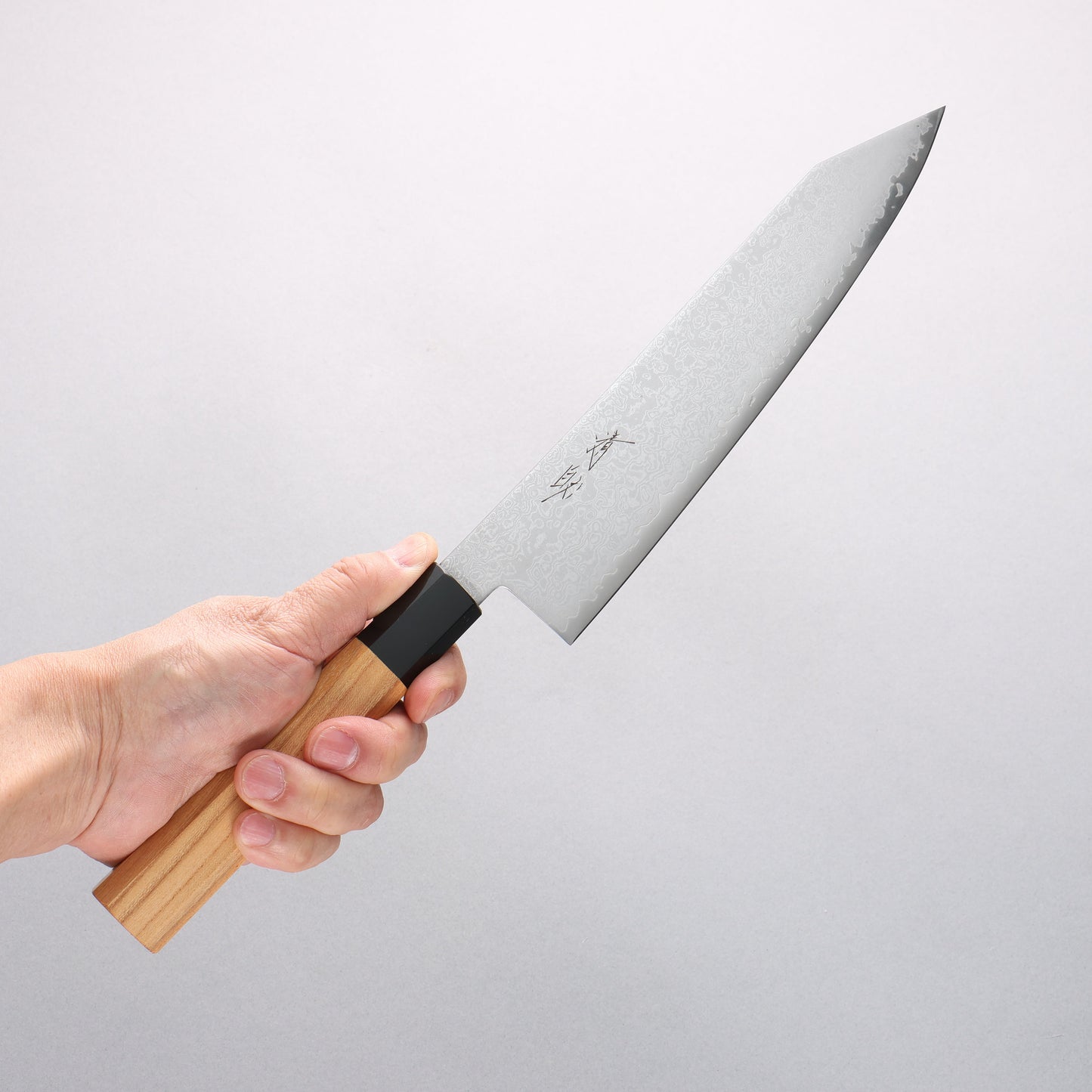 清助 V金10号 ダマスカス 切付牛刀包丁 210mm ケヤキ柄 - 清助刃物