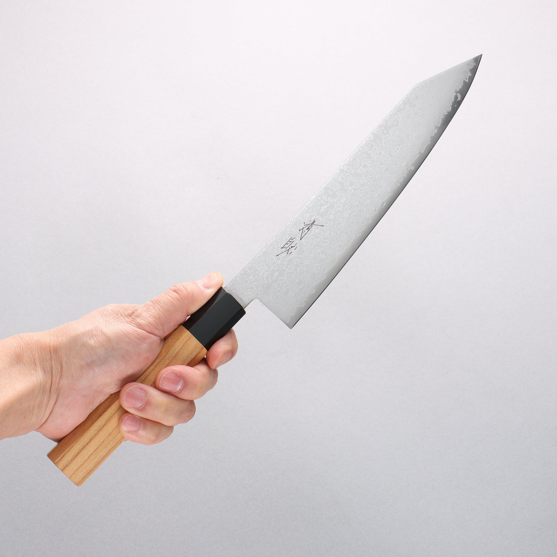 清助 V金10号 ダマスカス 切付牛刀包丁 210mm ケヤキ柄 - 清助刃物