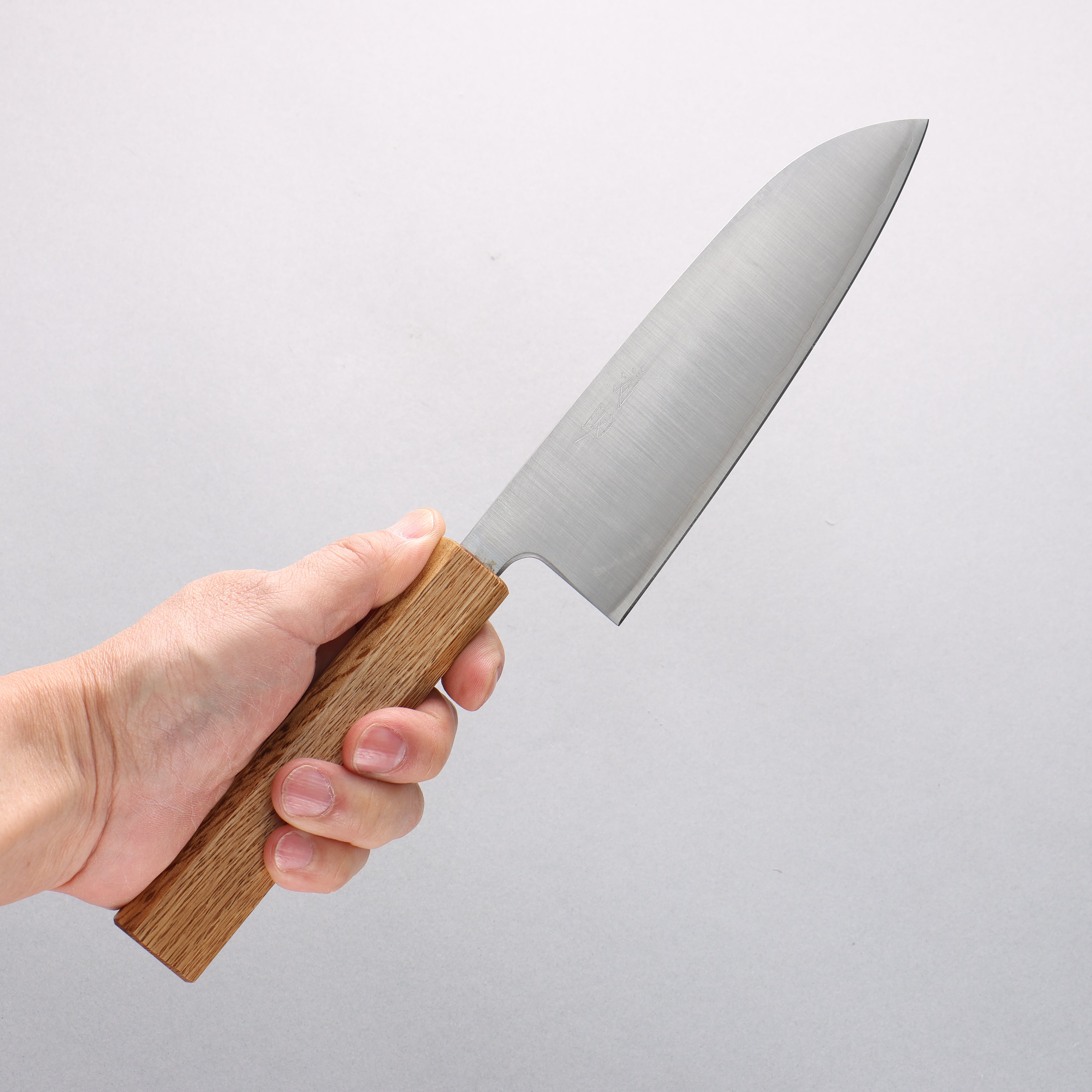 清助 銀三鋼 磨き仕上げ 三徳包丁 165mm 樫柄 - 清助刃物