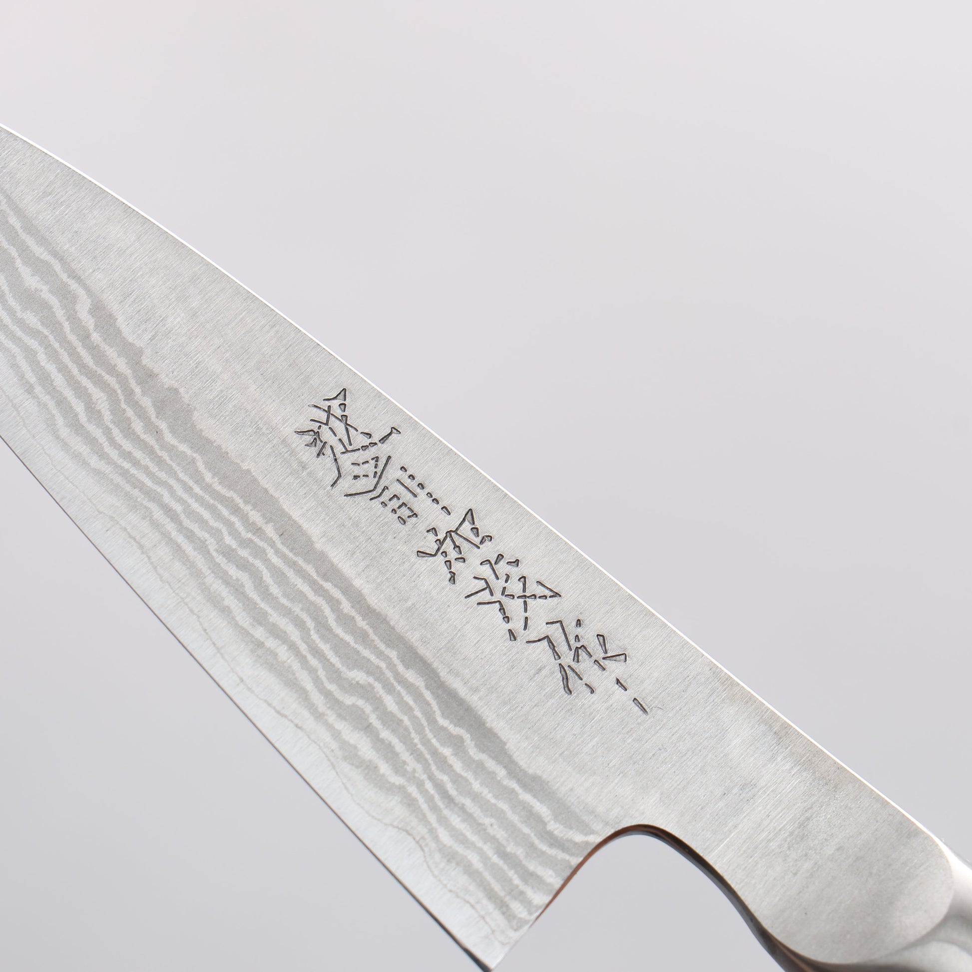 加茂刃物 V金10号 ダマスカス ペティーナイフ 80mm 茶合板柄 - 清助刃物