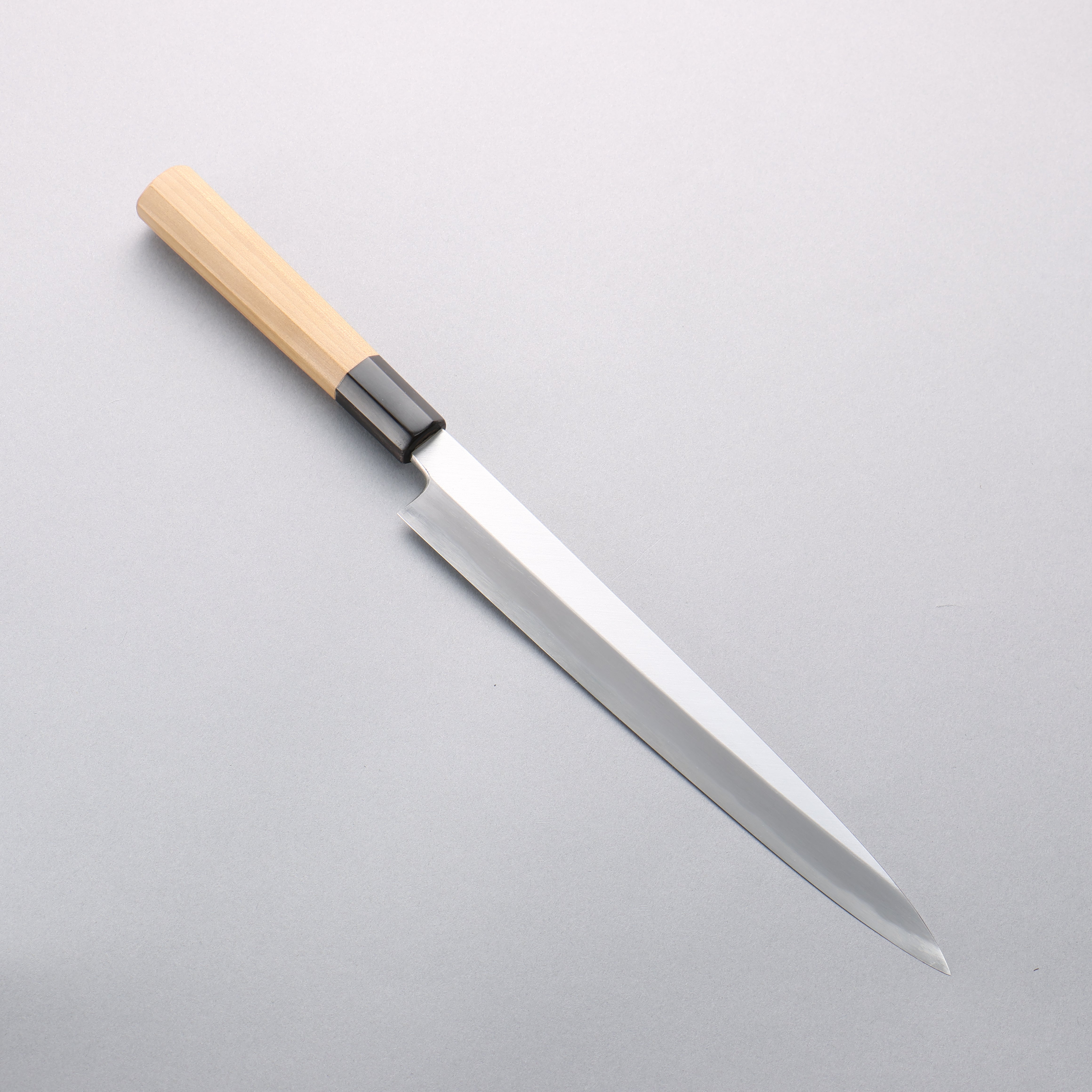 源 昭忠 青ニ鋼 柳刃包丁 240mm 朴 (口輪：水牛)柄 - 清助刃物