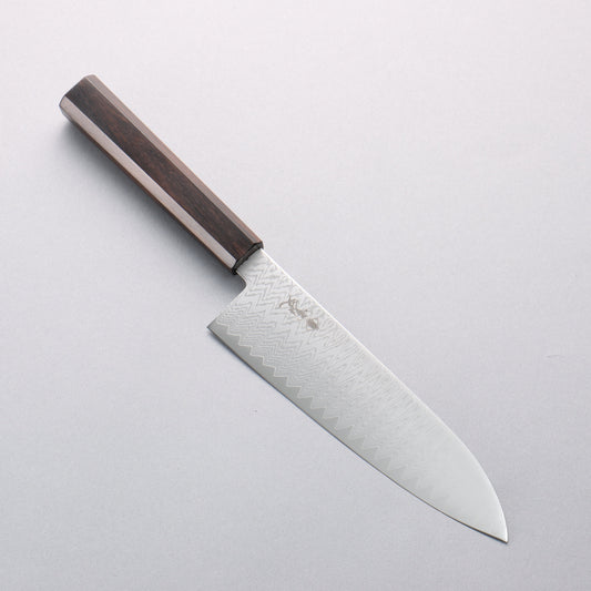 寛丈 V金10号 ダマスカス 三徳包丁 180mm 黒檀柄 - 清助刃物