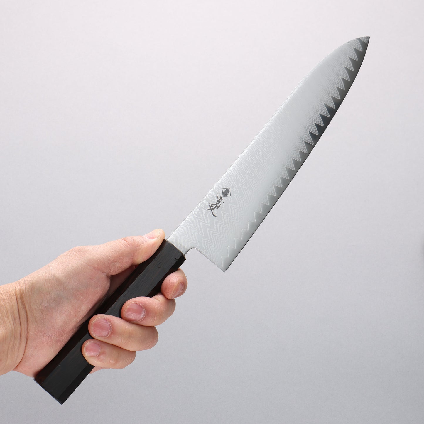 寛丈 V金10号 ダマスカス 牛刀包丁 210mm 黒檀柄 - 清助刃物