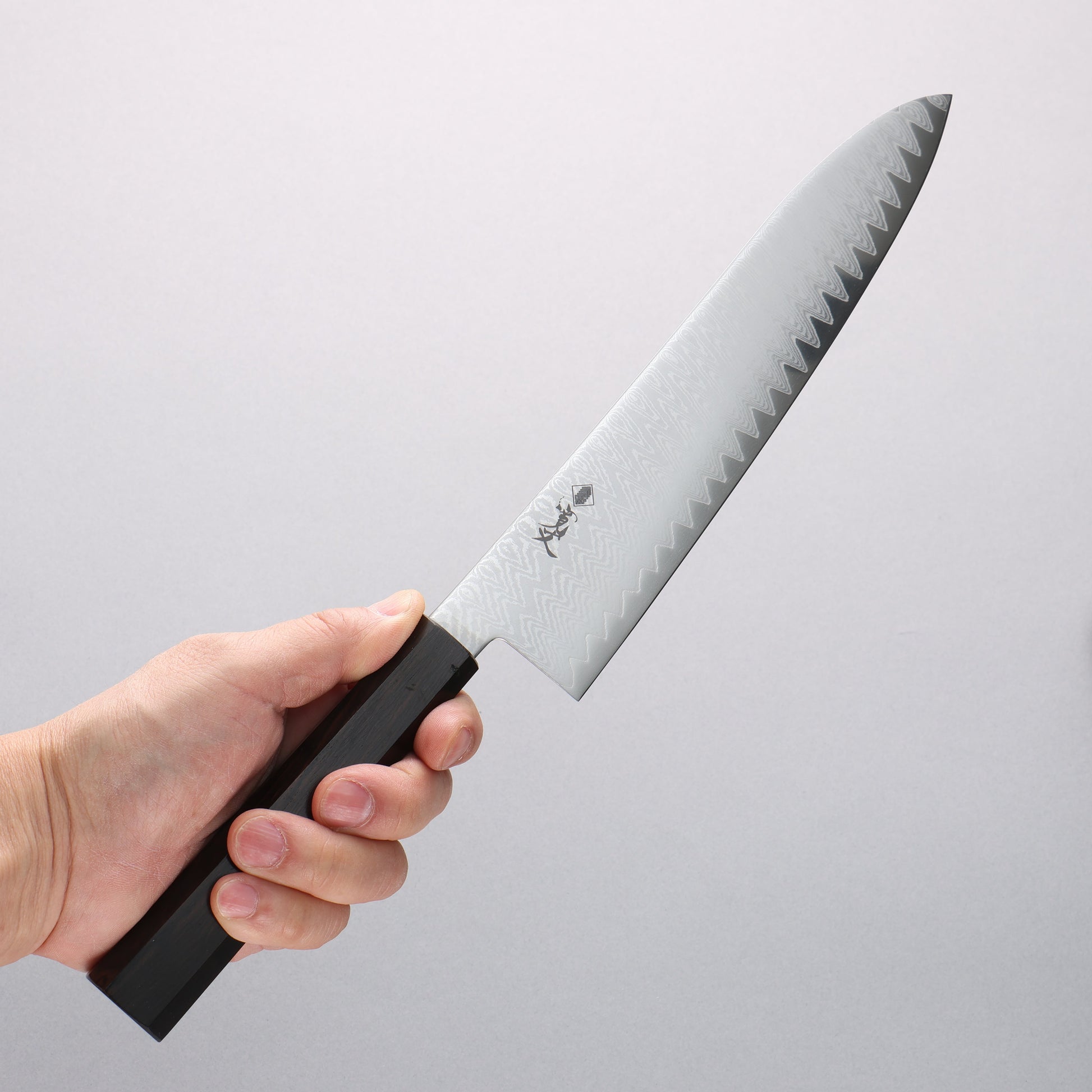 寛丈 V金10号 ダマスカス 牛刀包丁 210mm 黒檀柄 - 清助刃物