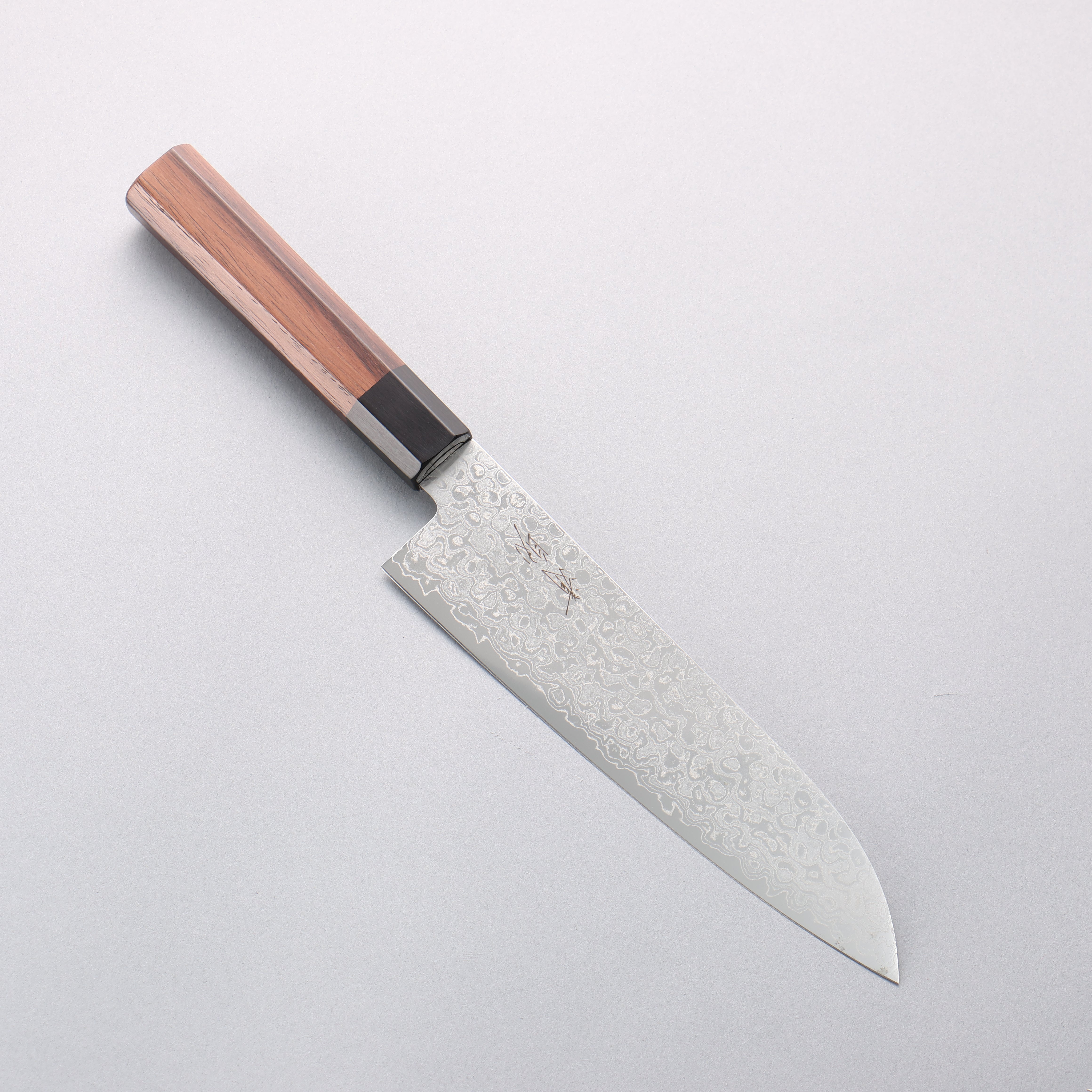 清助 AUS10 ダマスカス 三徳包丁 180mm 紫檀柄 - 清助刃物