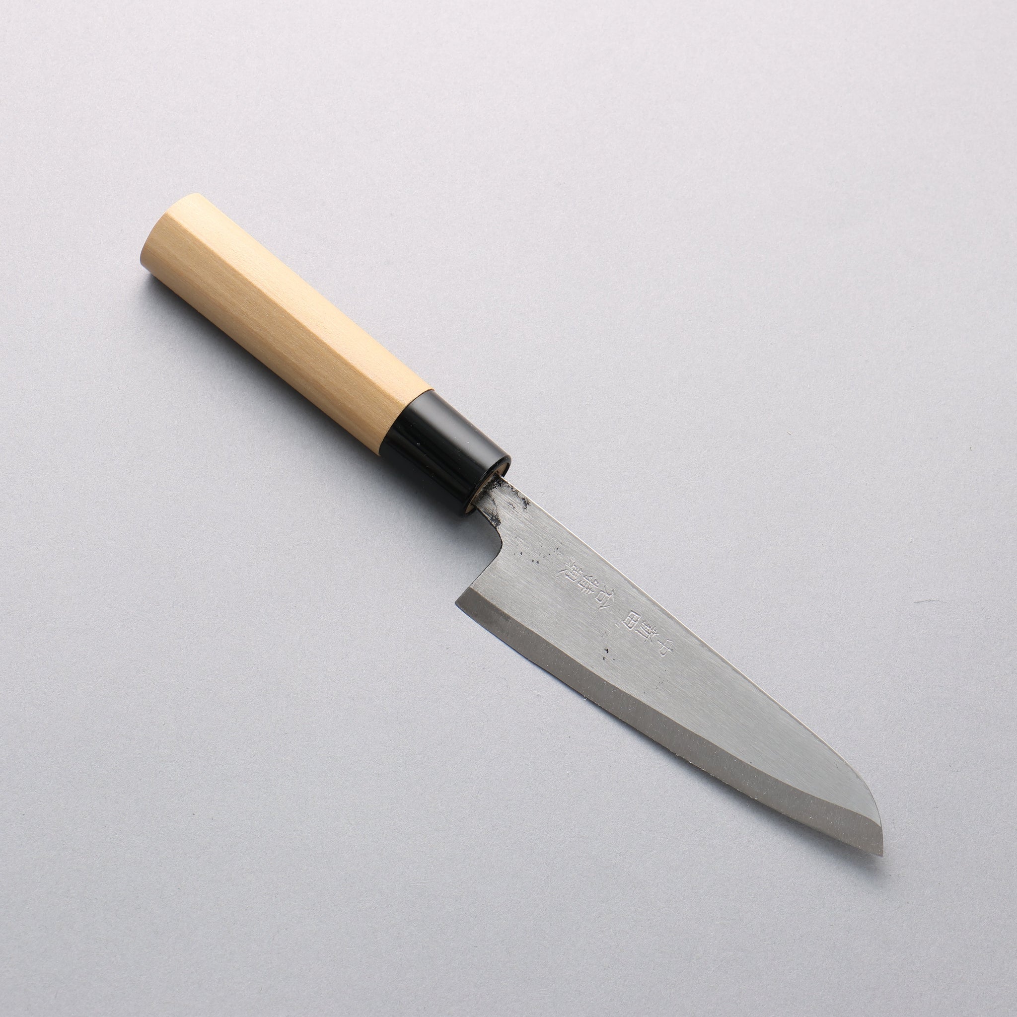 中新田 白ニ鋼 磨き仕上げ 皮ムキ 120mm 朴柄 - 清助刃物