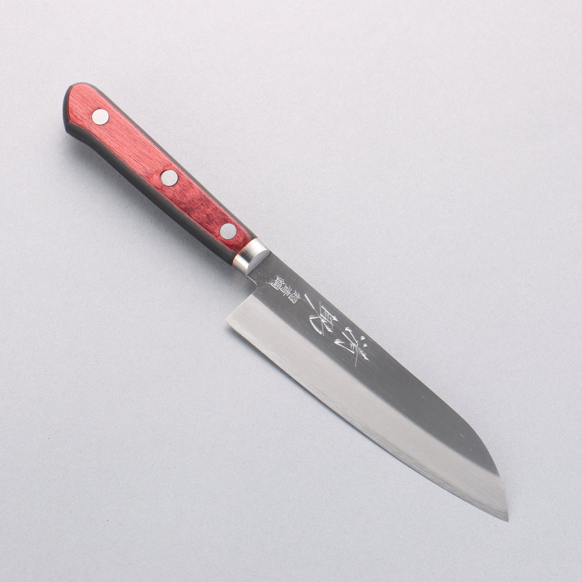 清助 青スーパー鋼 磨き仕上げ 小三徳包丁 140mm 赤黒合板柄 - 清助刃物