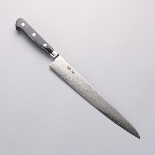 清助 VG10 33層 鏡面仕上げ ダマスカス 筋引包丁 240mm 黒合板柄 - 清助刃物
