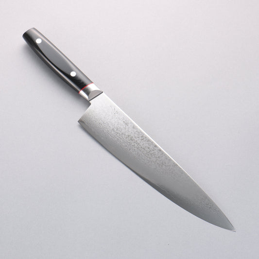 清助 彩雲 V金10号 ダマスカス 牛刀包丁 230mm 黒マイカルタ柄 - 清助刃物