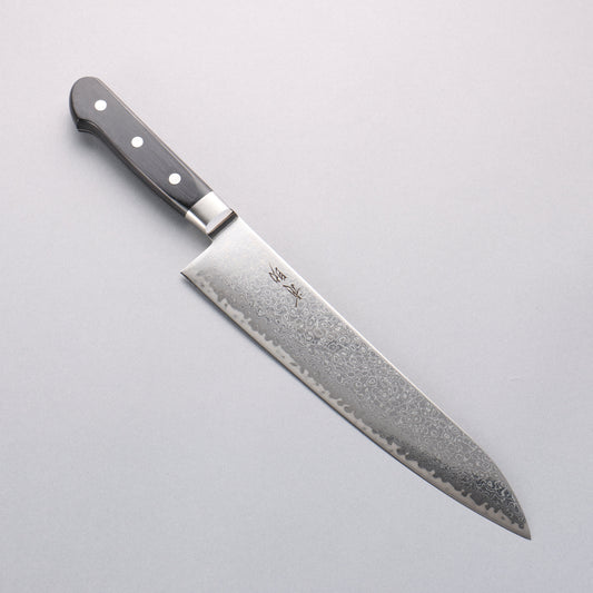 清助 鏡2 AUS10 鏡面仕上げ ダマスカス 牛刀包丁 240mm 黒合板柄 - 清助刃物