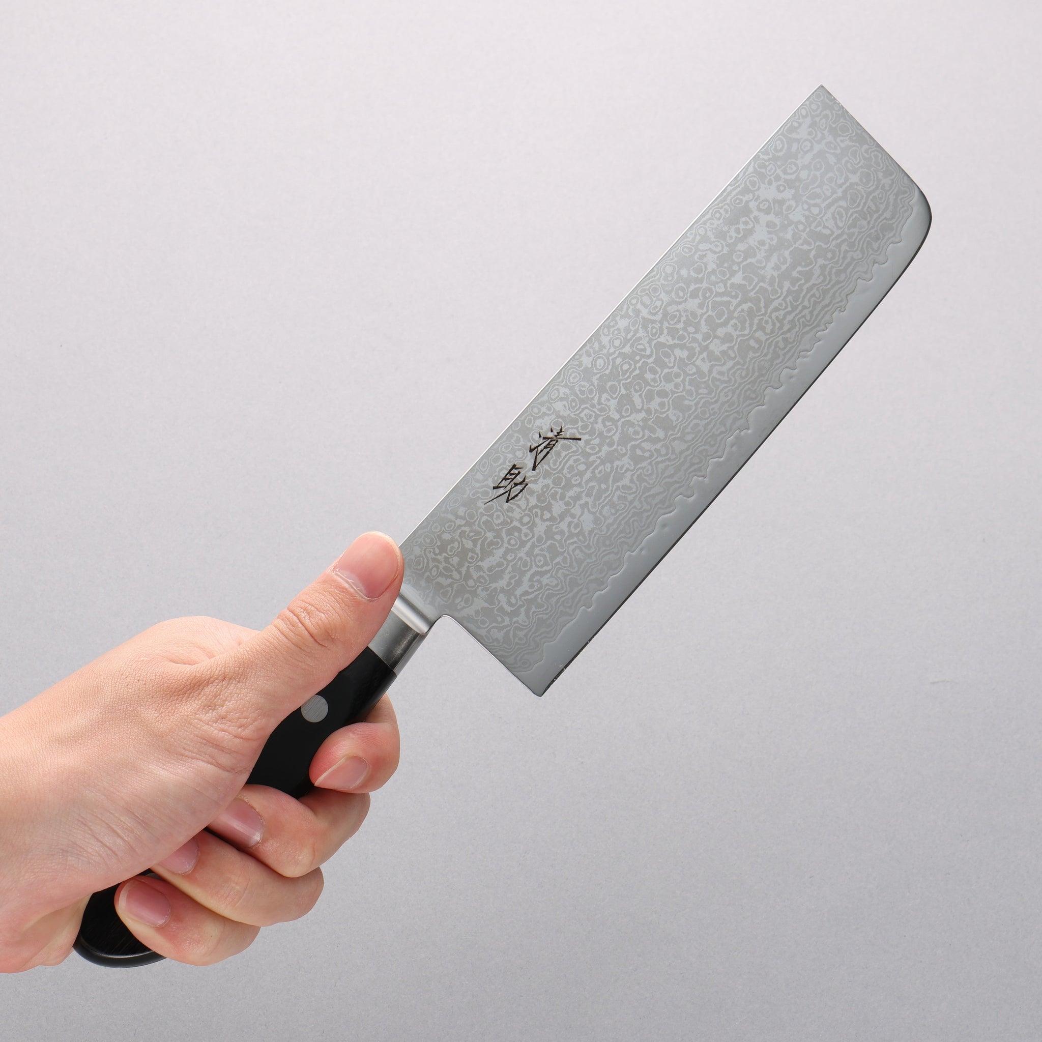 清助 VG10 33層 鏡面仕上げ ダマスカス 菜切包丁 165mm 黒合板柄 - 清助刃物