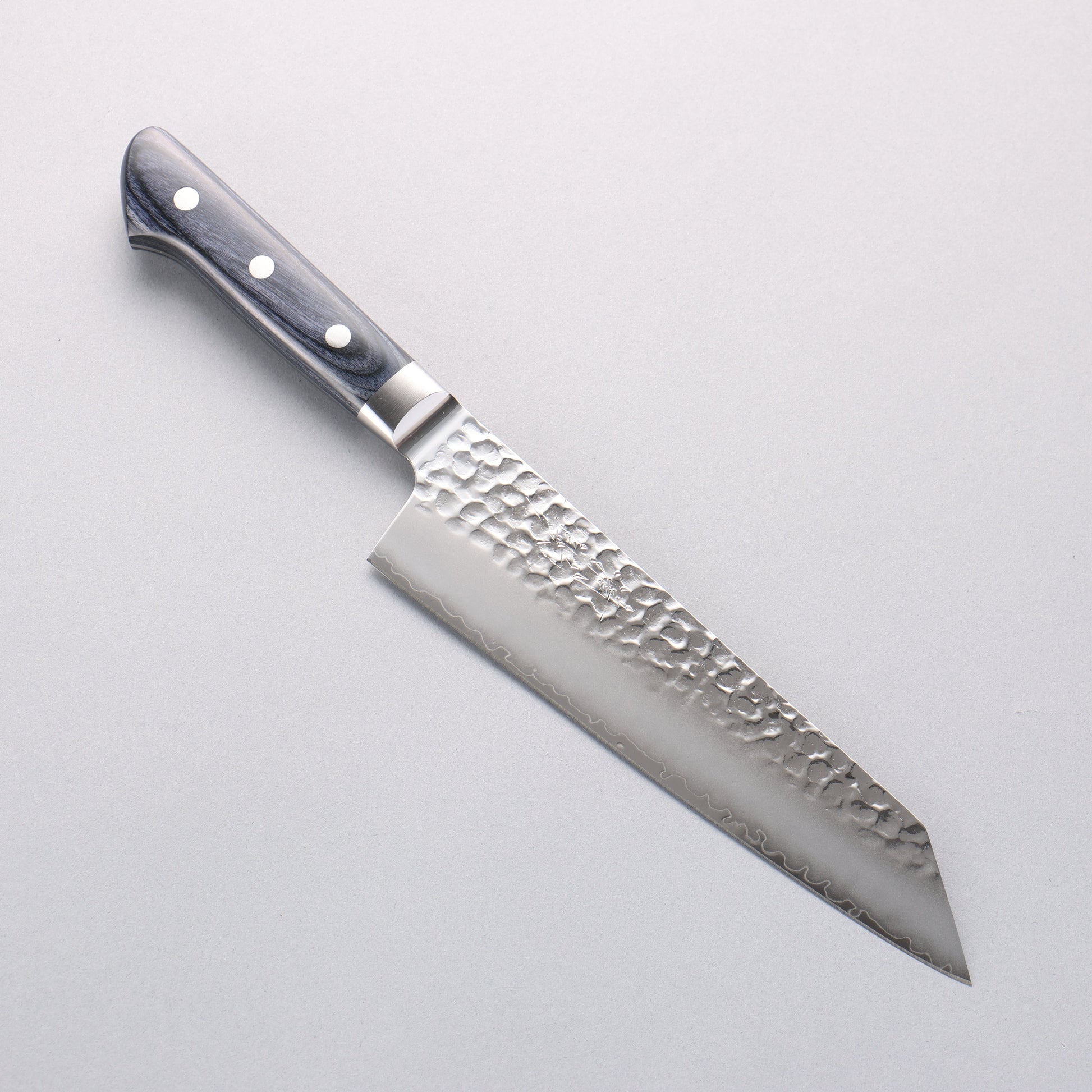 清助 青槌 AUS10 鎚目 切付三徳包丁 195mm 合板 (紺色)柄 鞘付き - 清助刃物