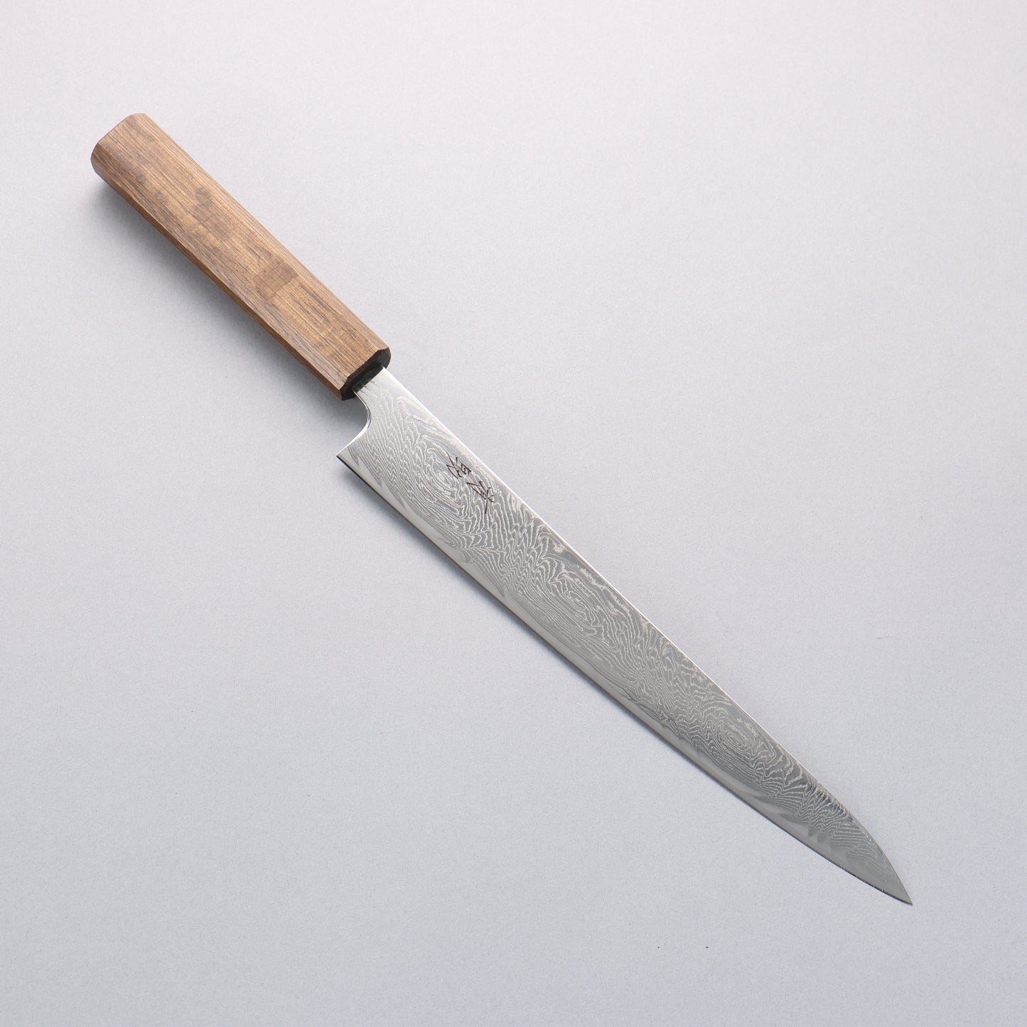 清助 波 AUS10 鏡面仕上げ ダマスカス 筋引包丁 240mm 樫柄 - 清助刃物
