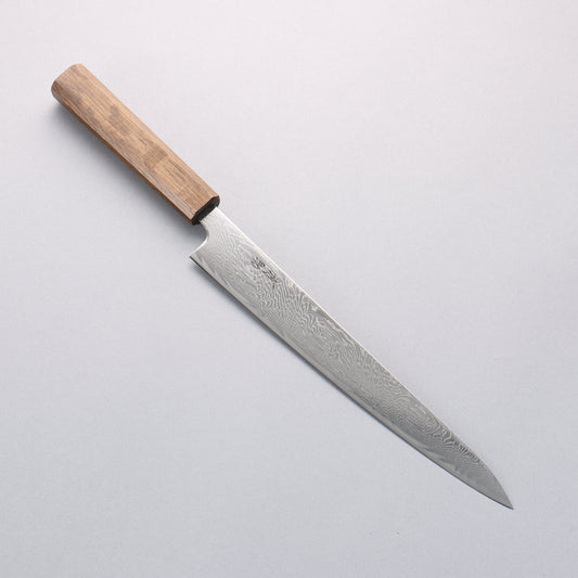 清助 波 AUS10 鏡面仕上げ ダマスカス 筋引包丁 240mm 樫柄 - 清助刃物