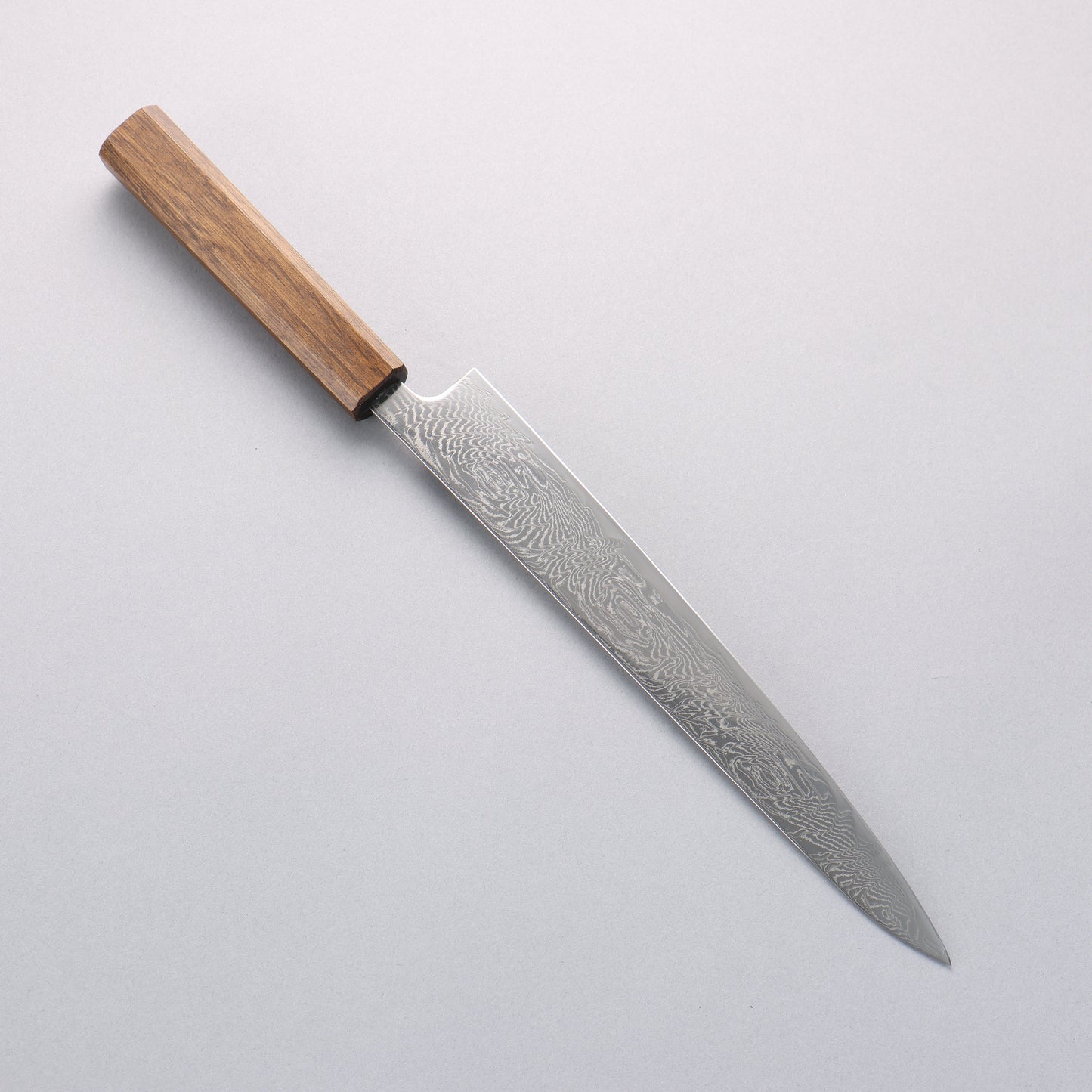 清助 波 AUS10 鏡面仕上げ ダマスカス 筋引包丁 240mm 樫柄 - 清助刃物
