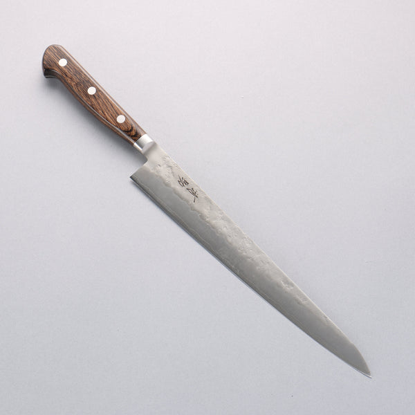 清助 銀三鋼 梨地 筋引包丁 240mm 茶合板柄 – 清助刃物 Japan