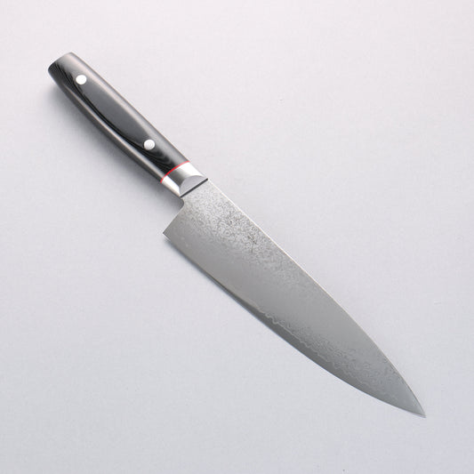 清助 彩雲 V金10号 ダマスカス 牛刀包丁 200mm 黒マイカルタ柄 - 清助刃物