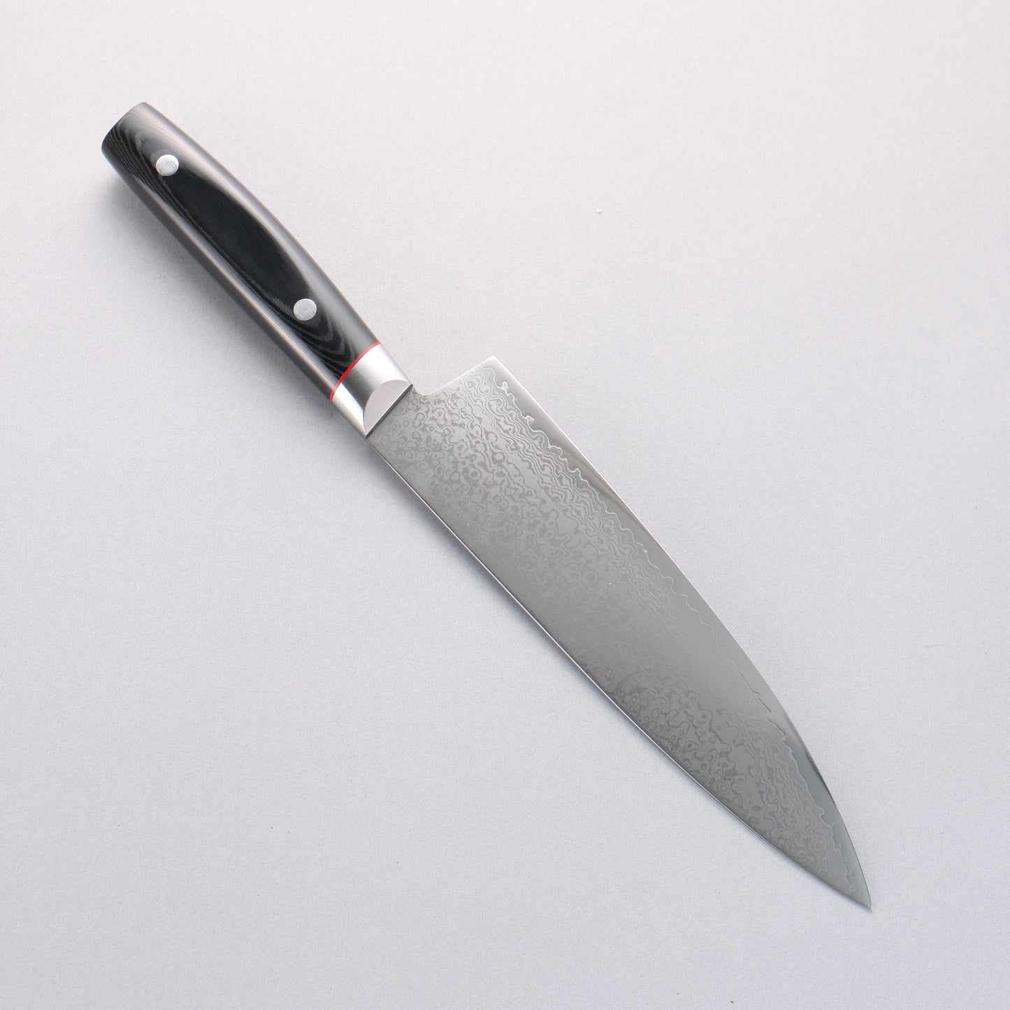 清助 彩雲 V金10号 ダマスカス 牛刀包丁 200mm 黒マイカルタ柄 - 清助刃物