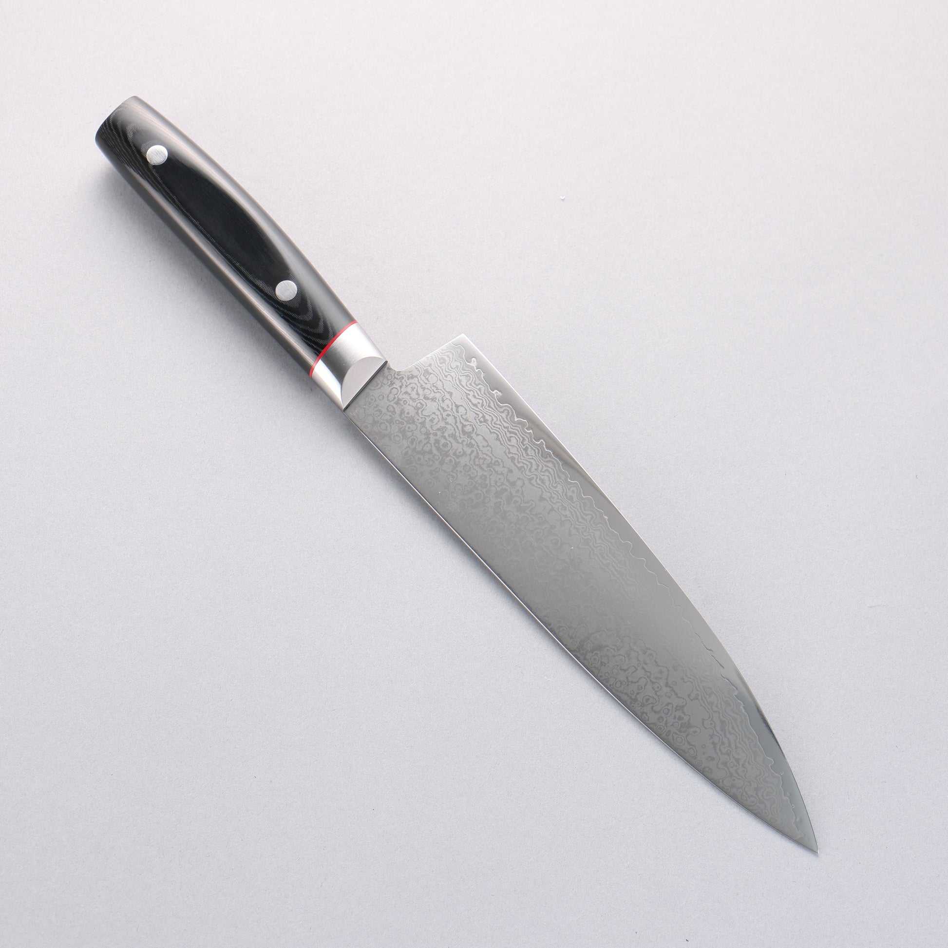 清助 彩雲 V金10号 ダマスカス 牛刀包丁 200mm 黒マイカルタ柄 - 清助刃物