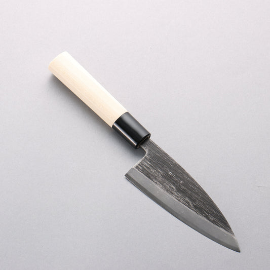 堺 孝行 青ニ鋼 黒仕上げ 縦筋 鯵切り包丁 120mm 朴 (口輪：黒プラスチック)柄 - 清助刃物