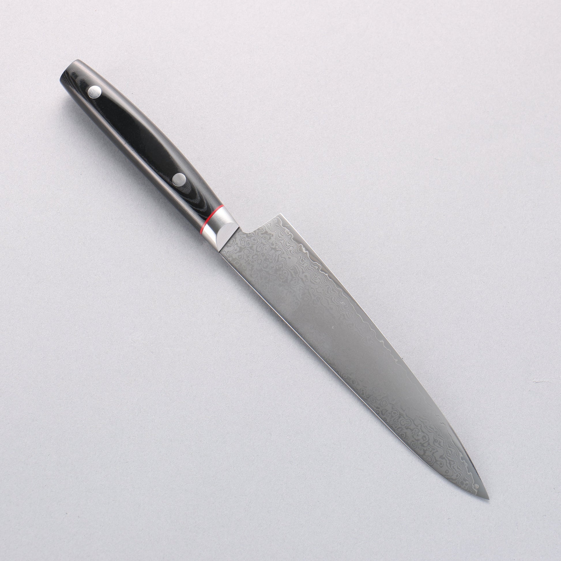 清助 彩雲 V金10号 ダマスカス ペティーナイフ 150mm 黒マイカルタ柄 - 清助刃物