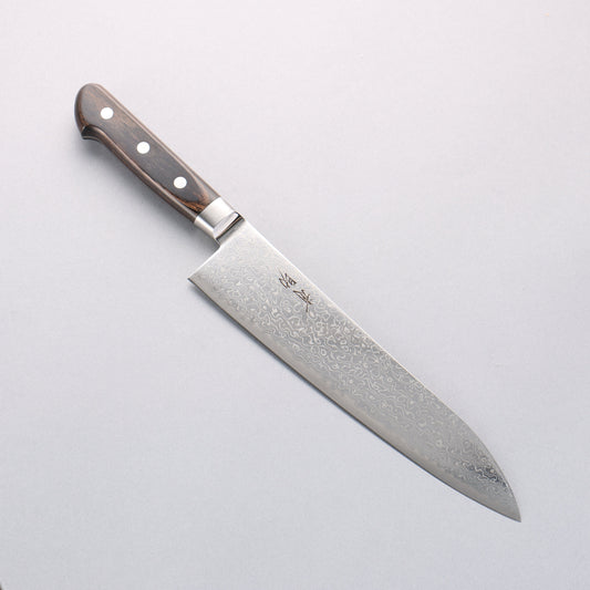 清助 鏡2 AUS10 鏡面仕上げ ダマスカス 牛刀包丁 210mm 茶合板柄 - 清助刃物