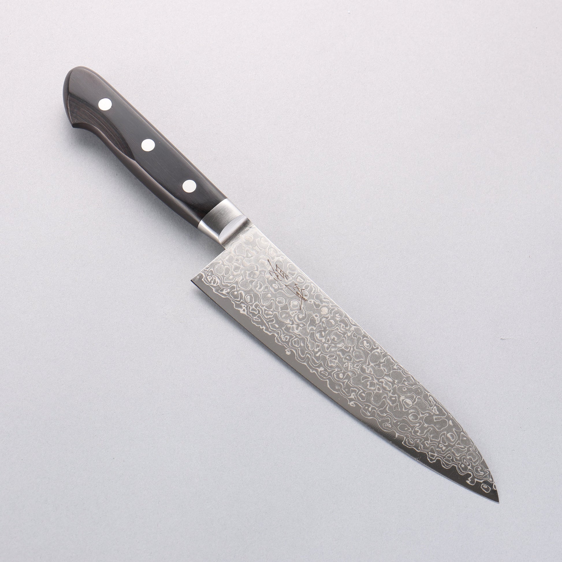清助 AUS10 45層ダマスカス 牛刀包丁 180mm 黒合板柄 - 清助刃物